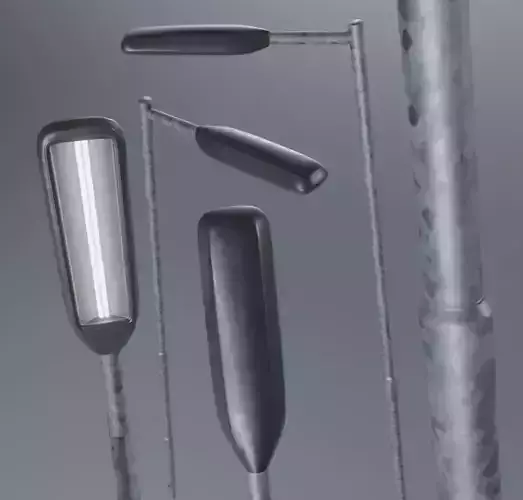 Street Light 3 Galvanized F1 M1 K0 6000mm Low-poly 3D model