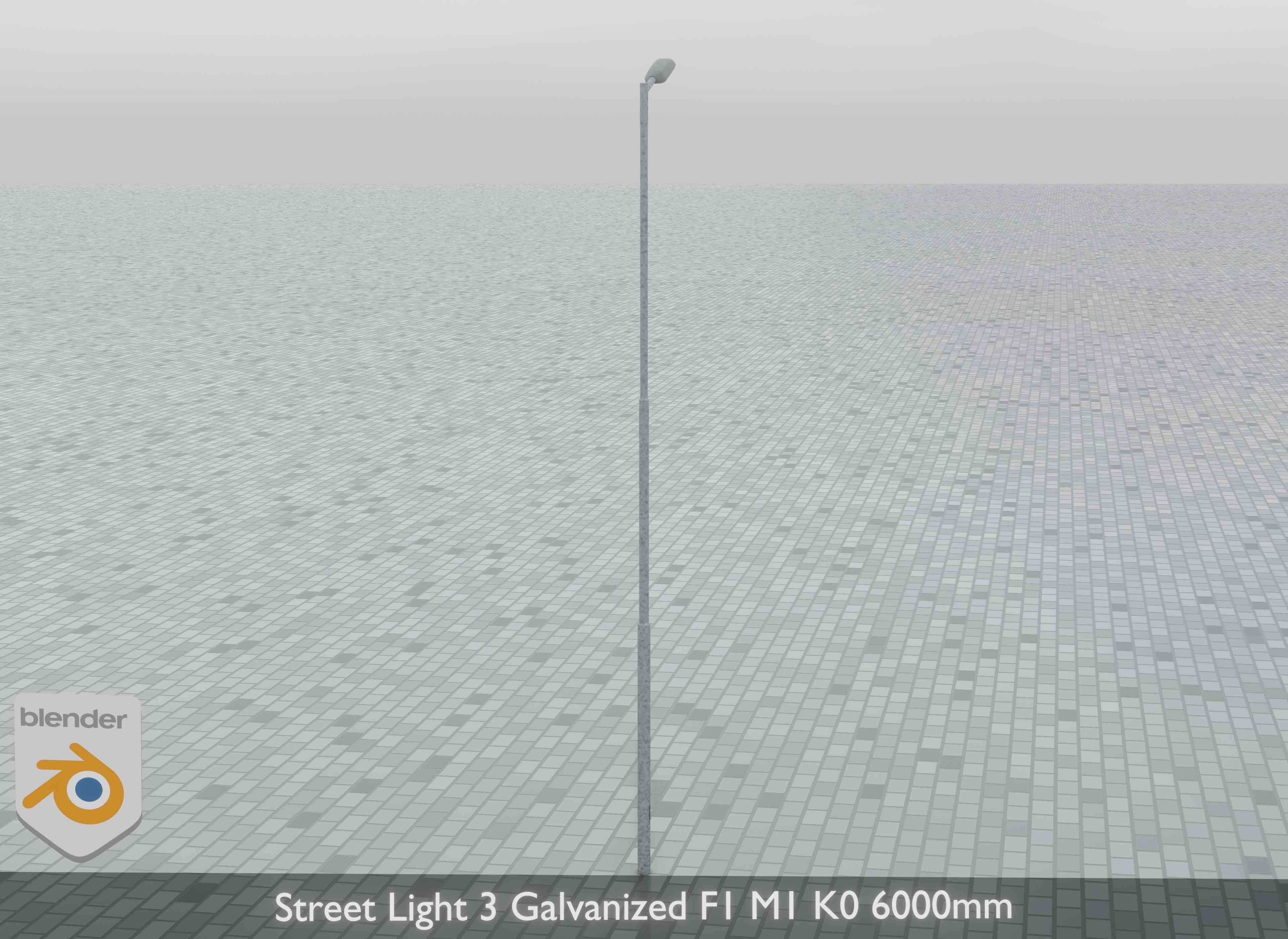 Street Light 3 Galvanized F1 M1 K0 6000mm Low-poly 3D model_6