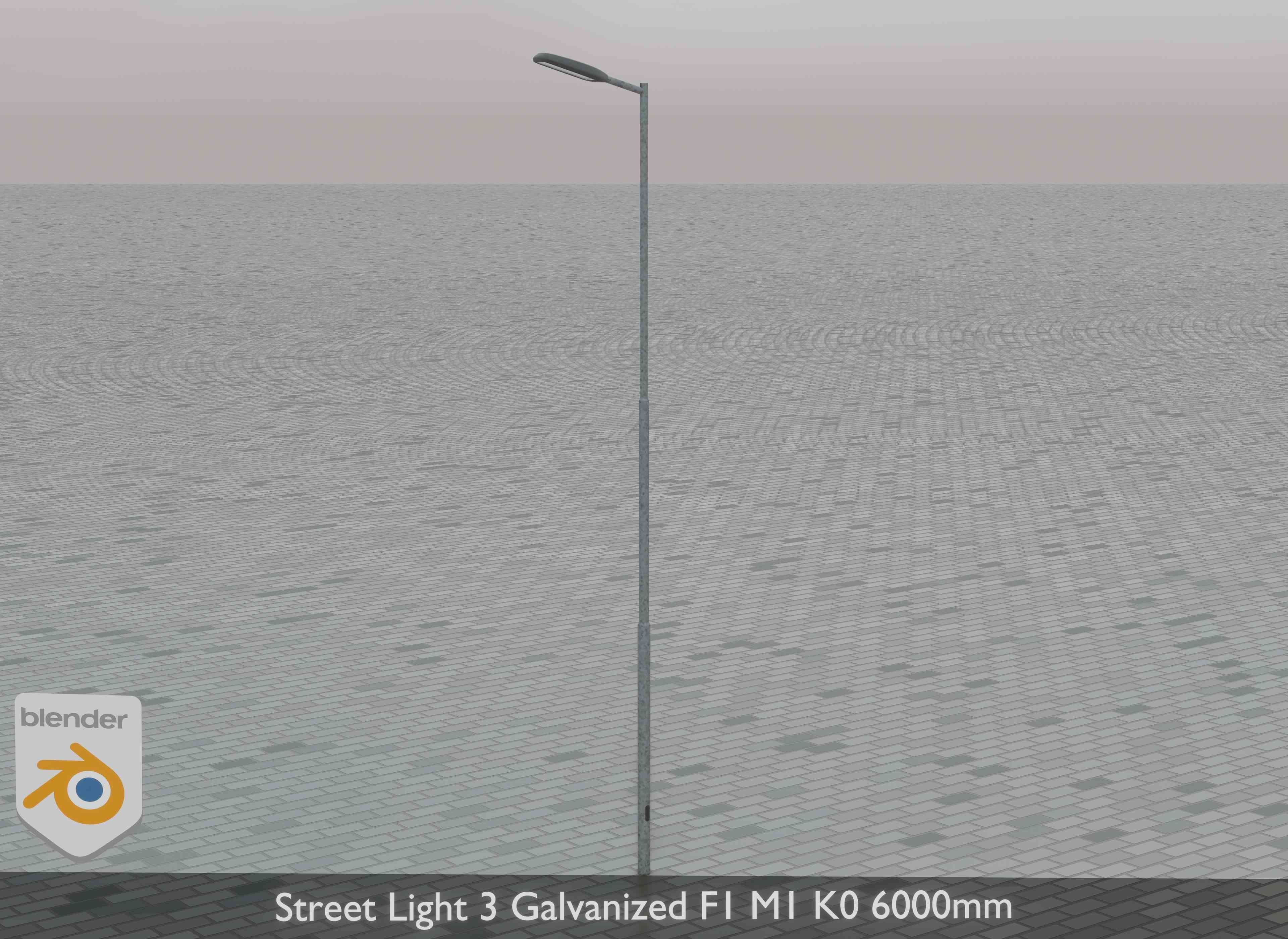 Street Light 3 Galvanized F1 M1 K0 6000mm Low-poly 3D model_35
