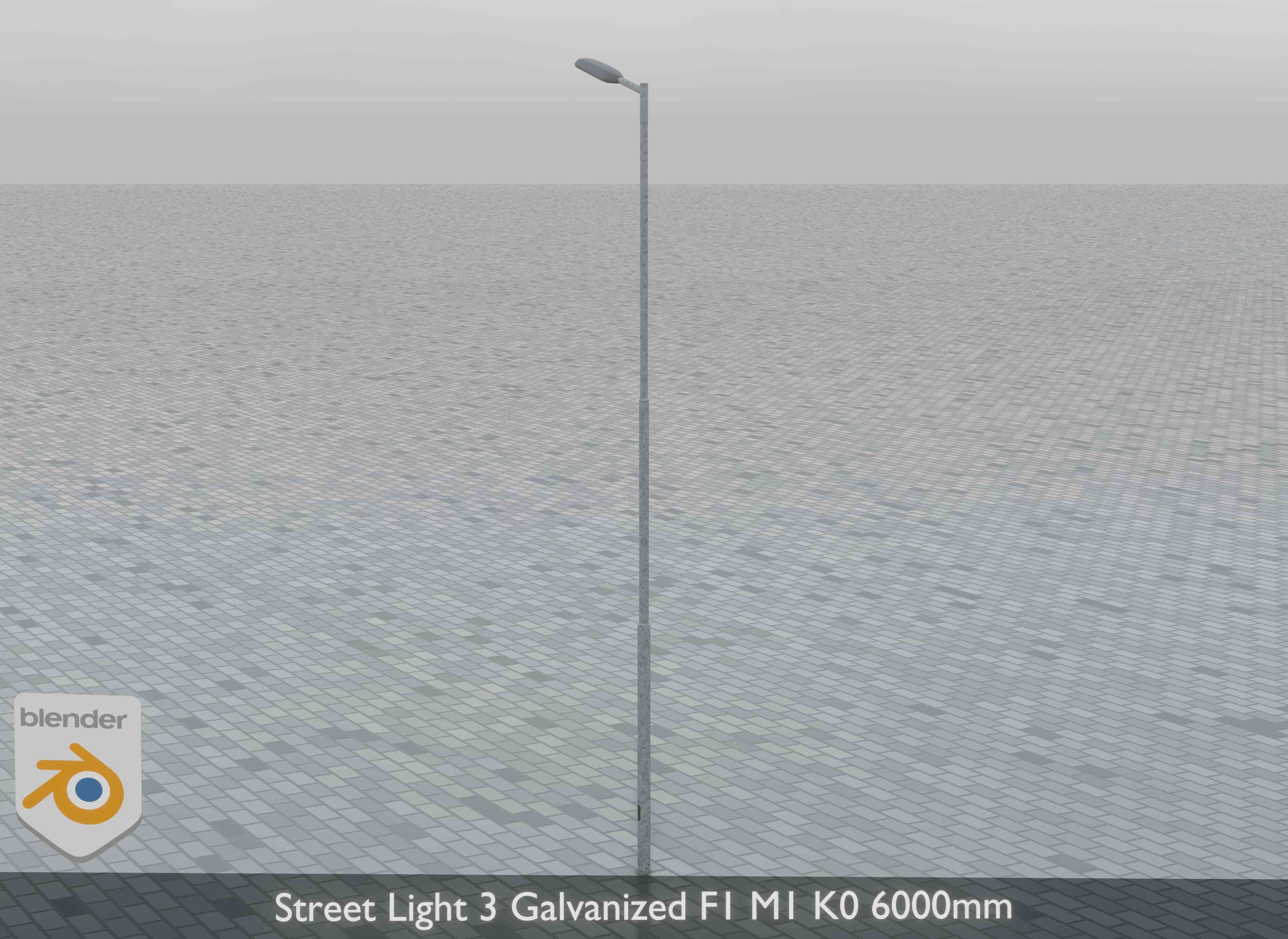 Street Light 3 Galvanized F1 M1 K0 6000mm Low-poly 3D model_4