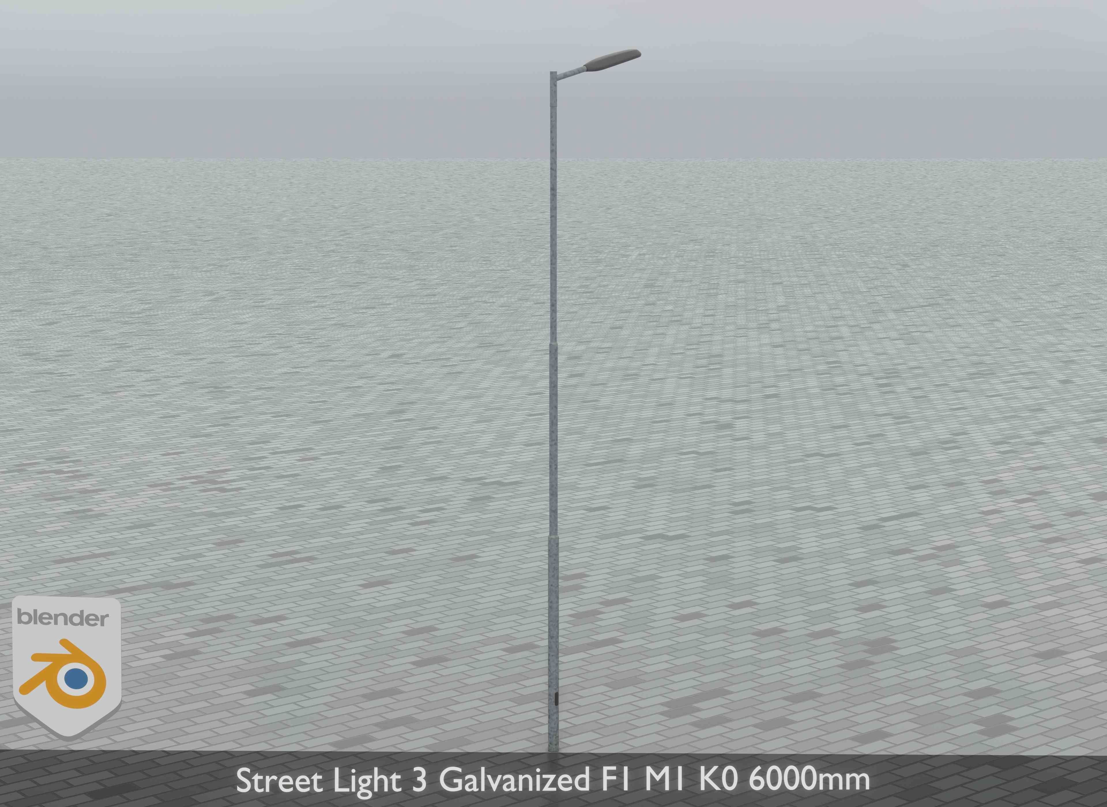 Street Light 3 Galvanized F1 M1 K0 6000mm Low-poly 3D model_8