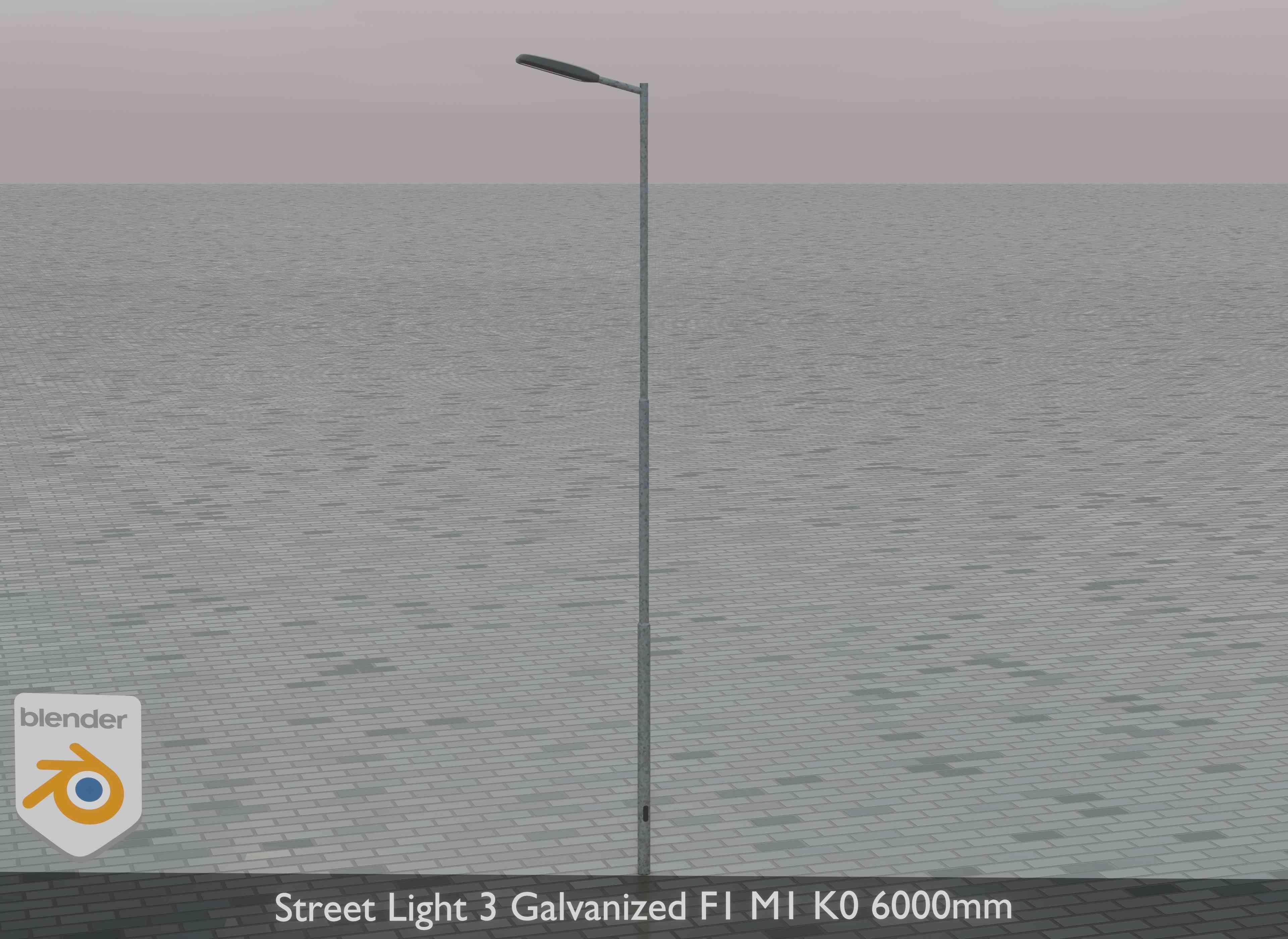 Street Light 3 Galvanized F1 M1 K0 6000mm Low-poly 3D model_36