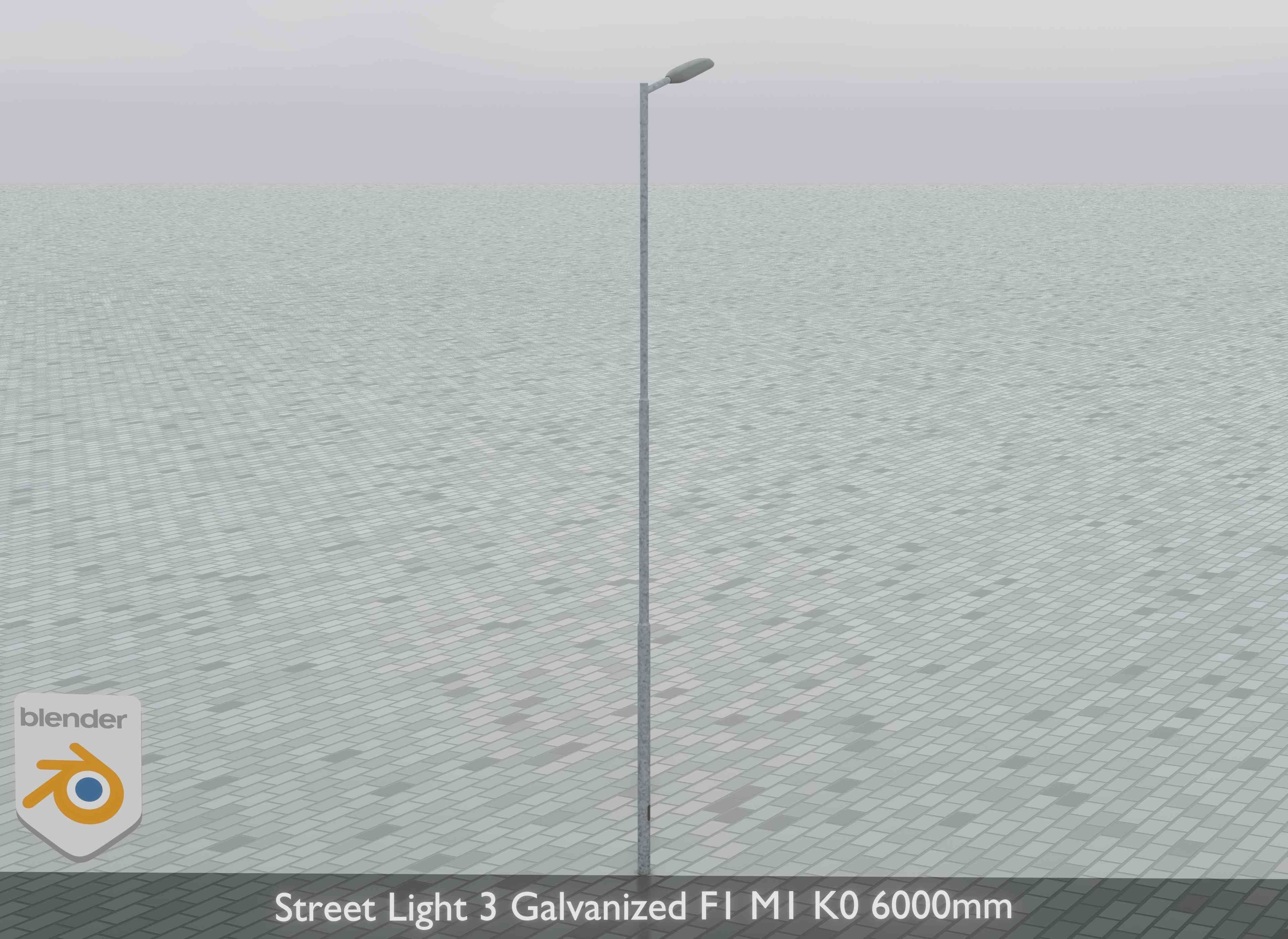 Street Light 3 Galvanized F1 M1 K0 6000mm Low-poly 3D model_7