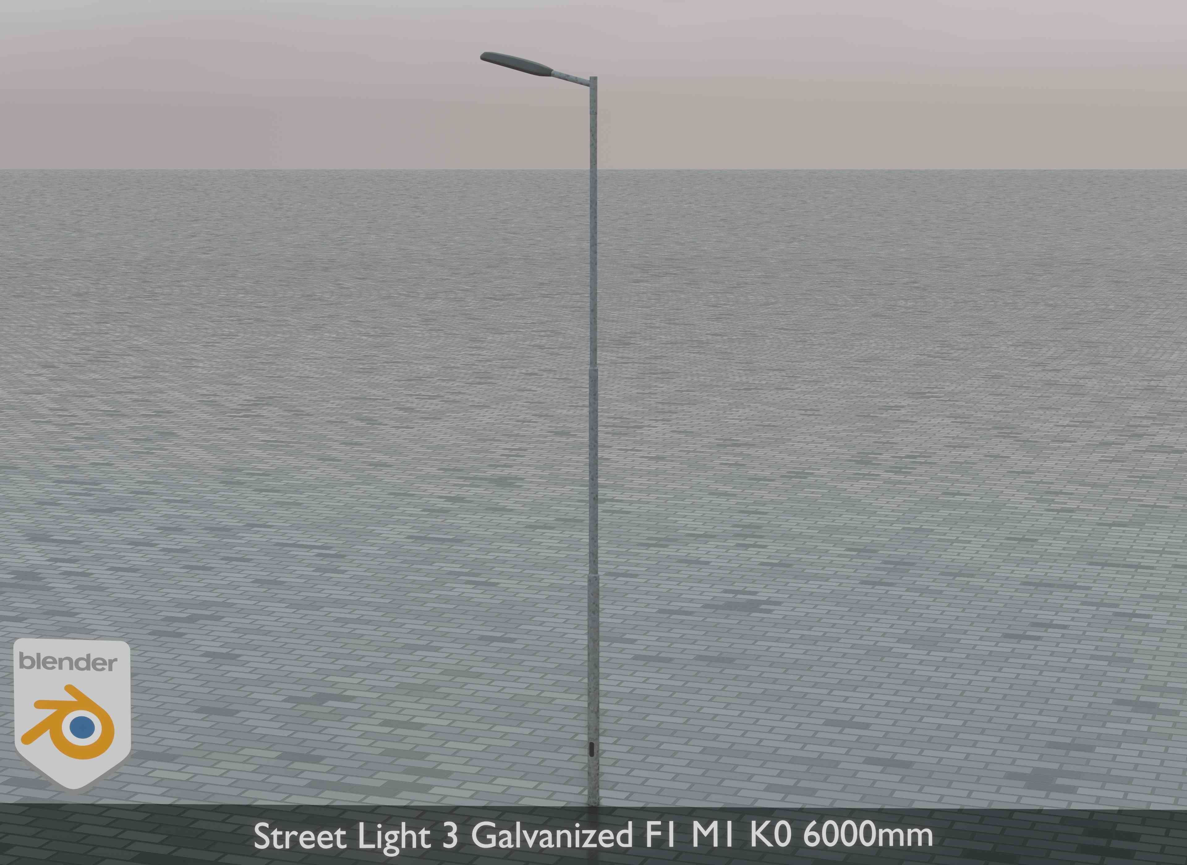 Street Light 3 Galvanized F1 M1 K0 6000mm Low-poly 3D model_2