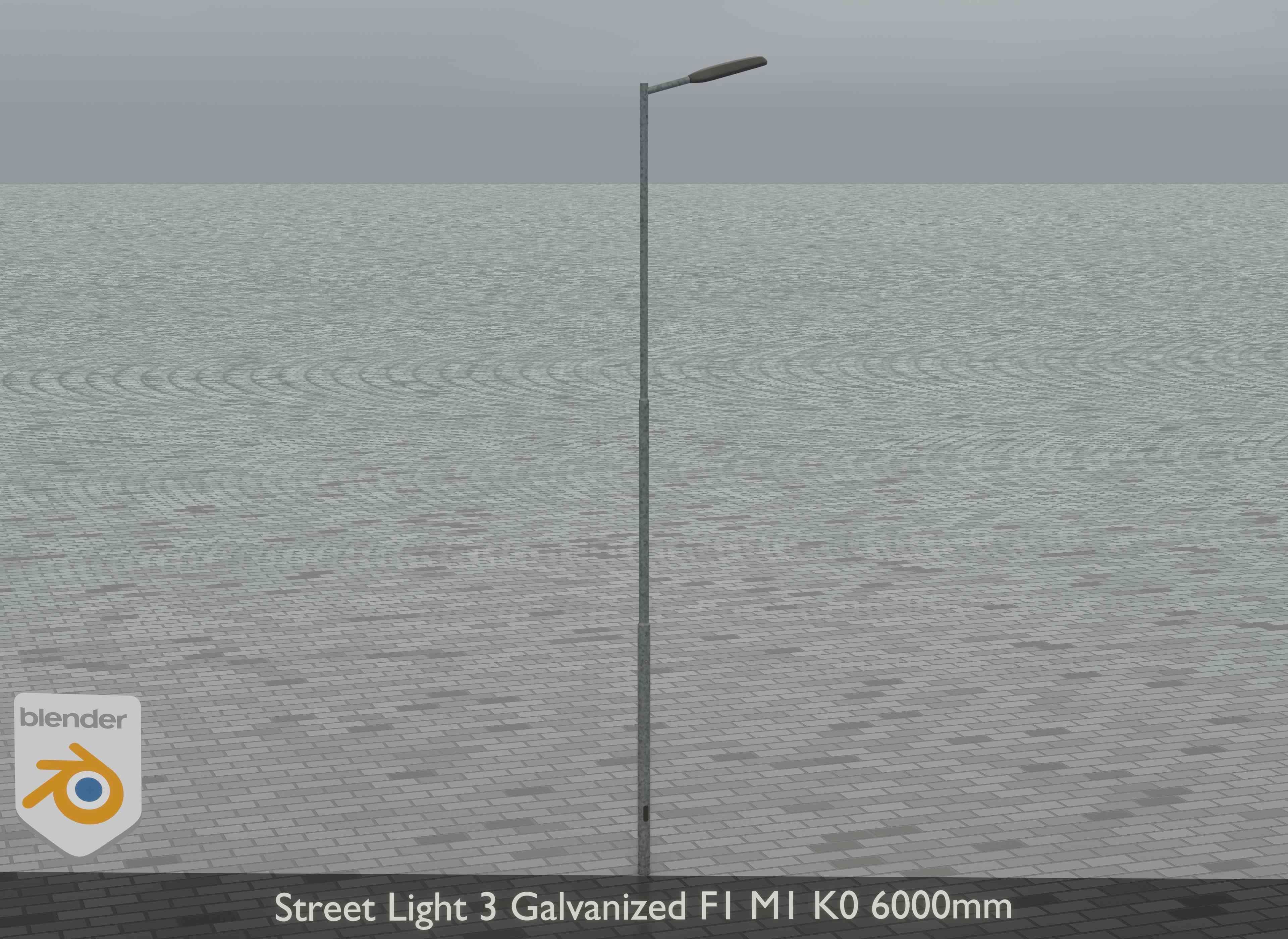 Street Light 3 Galvanized F1 M1 K0 6000mm Low-poly 3D model_9