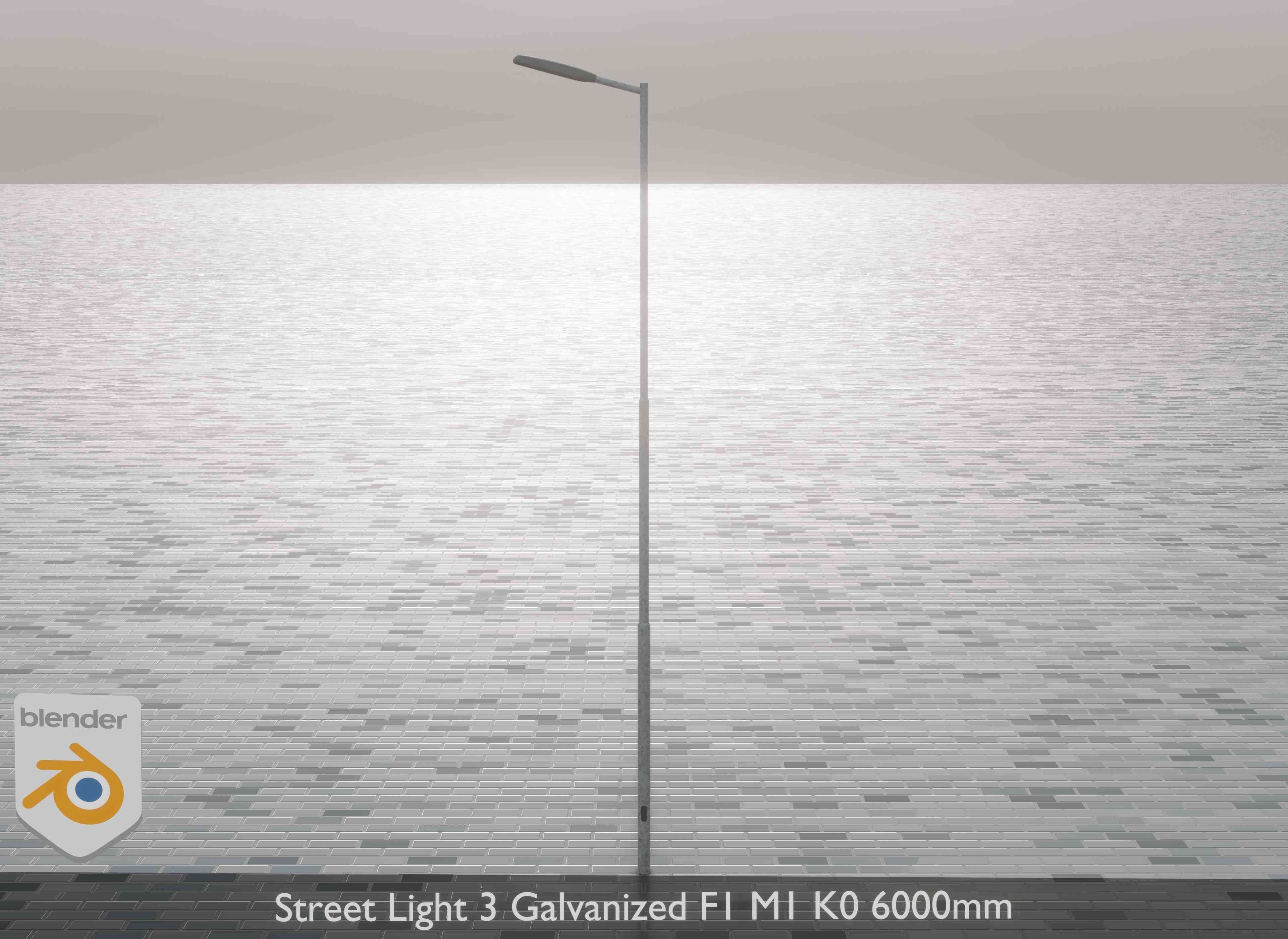 Street Light 3 Galvanized F1 M1 K0 6000mm Low-poly 3D model_1