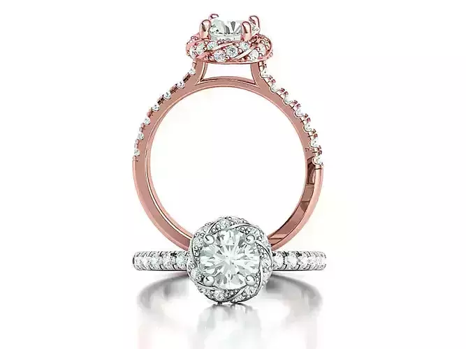 1ct Engagement Halo Ring Isabella Twisted Halo 3dmodel