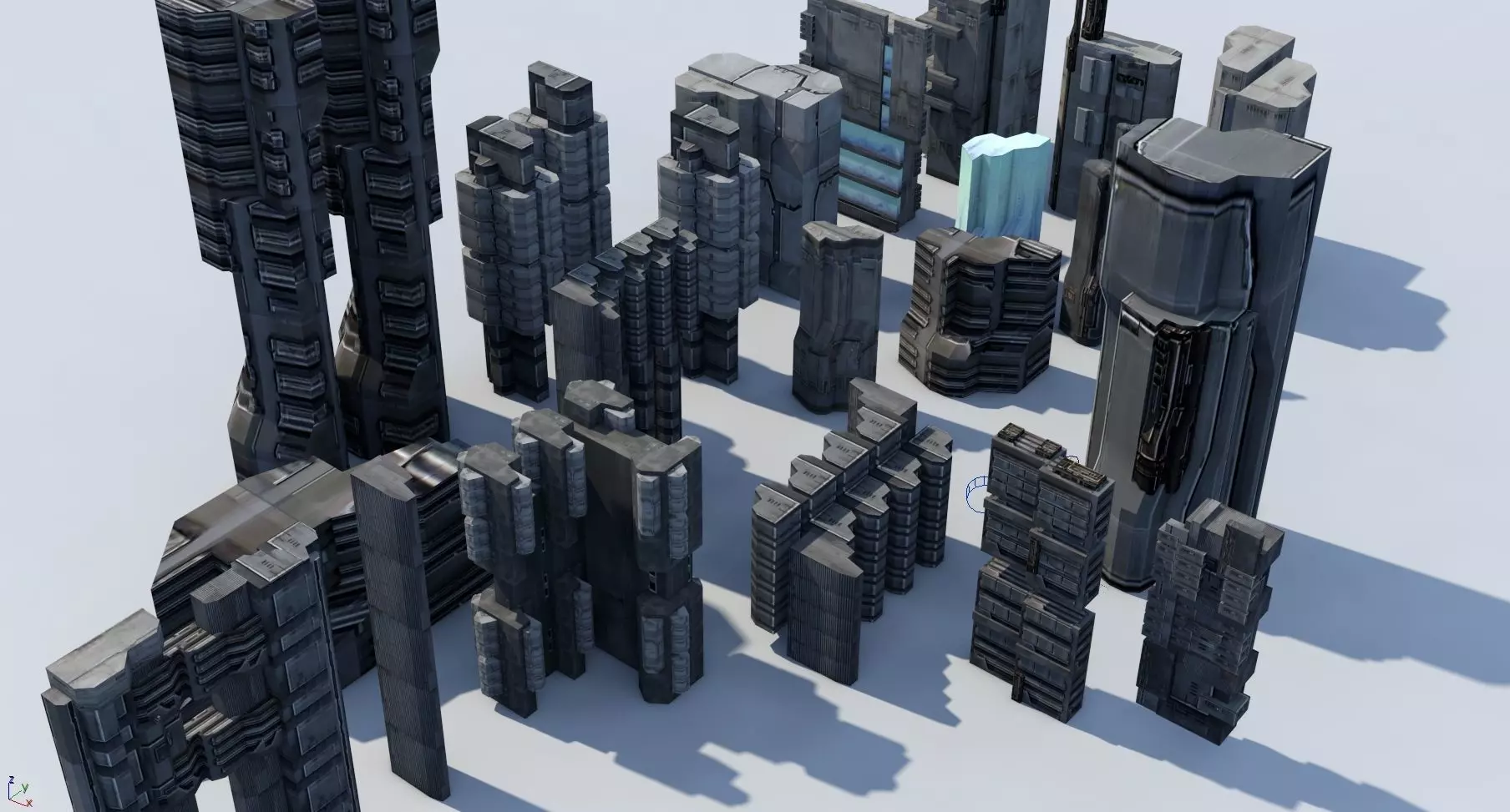 futuristic architecture set - 10 3D model