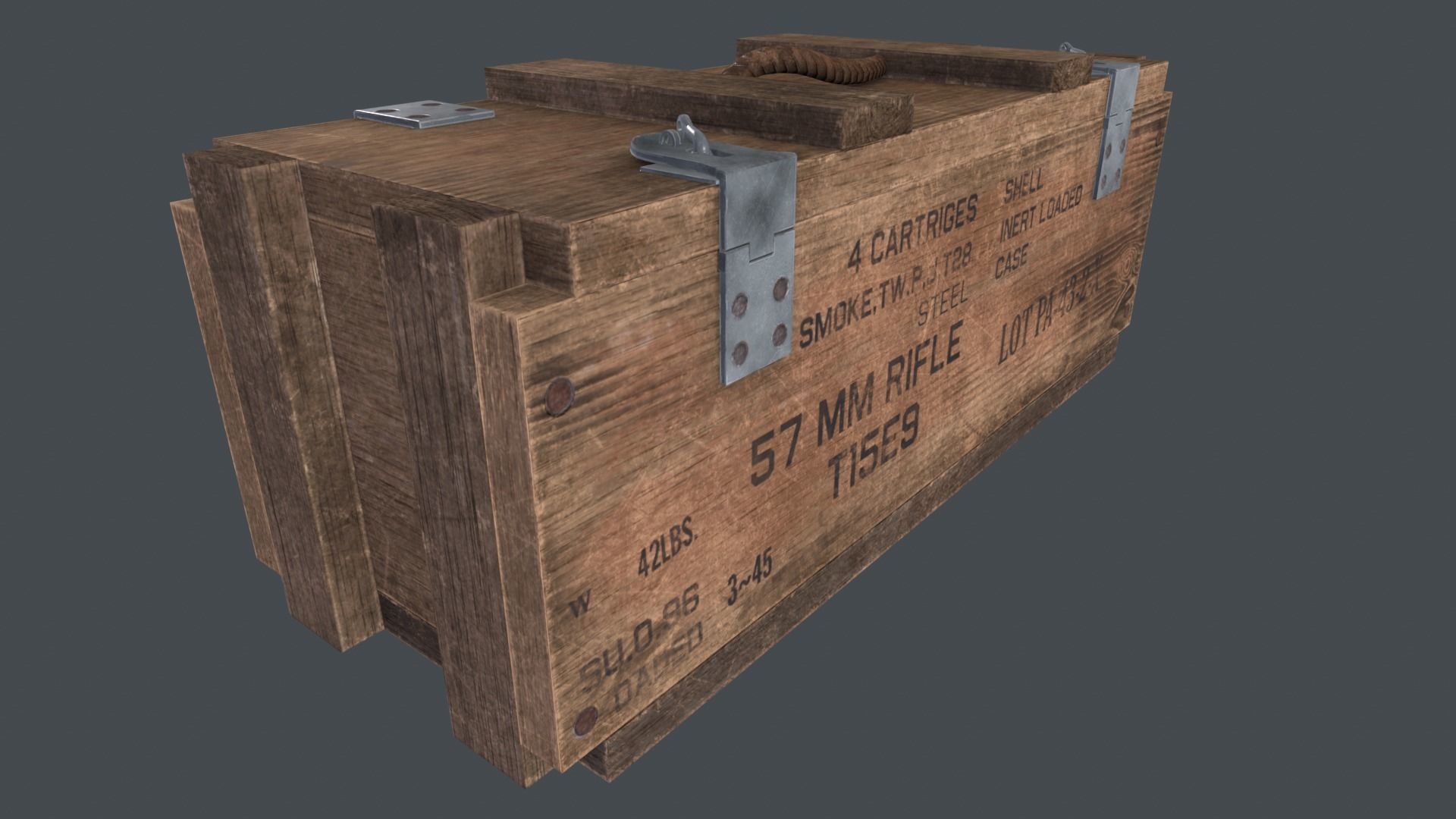 WWII Ammo Box 3 Low-poly 3D model_8