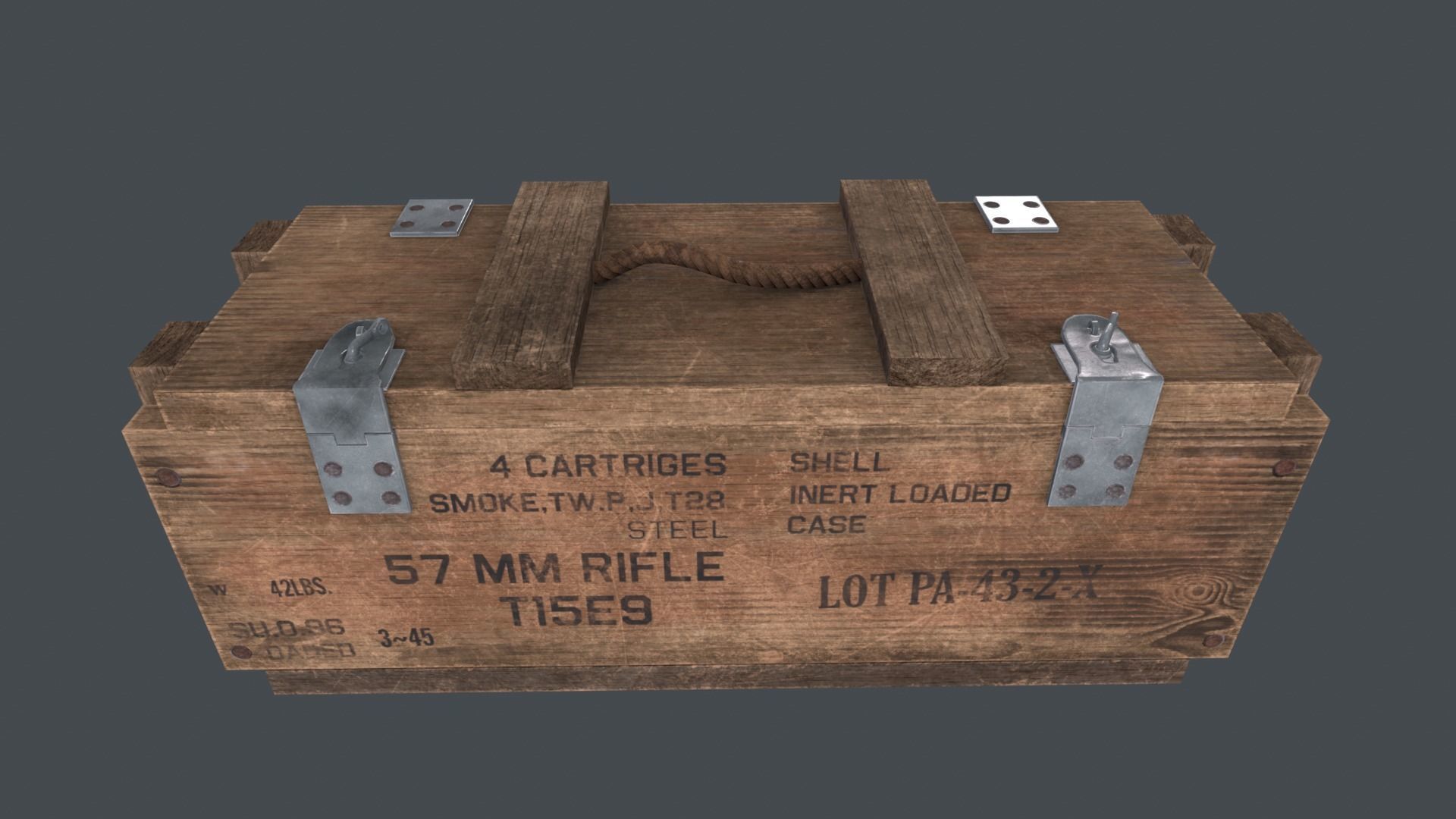 WWII Ammo Box 3 Low-poly 3D model_5