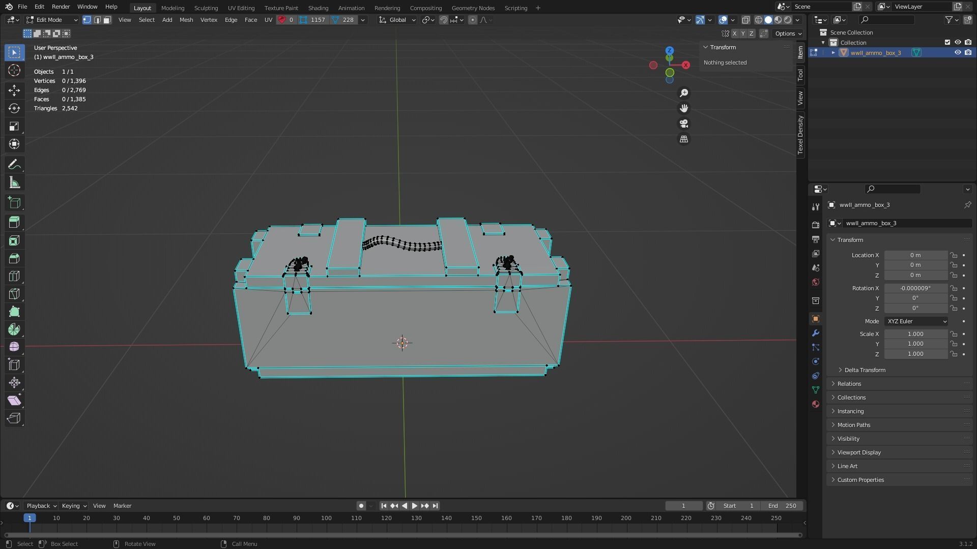 WWII Ammo Box 3 Low-poly 3D model_9