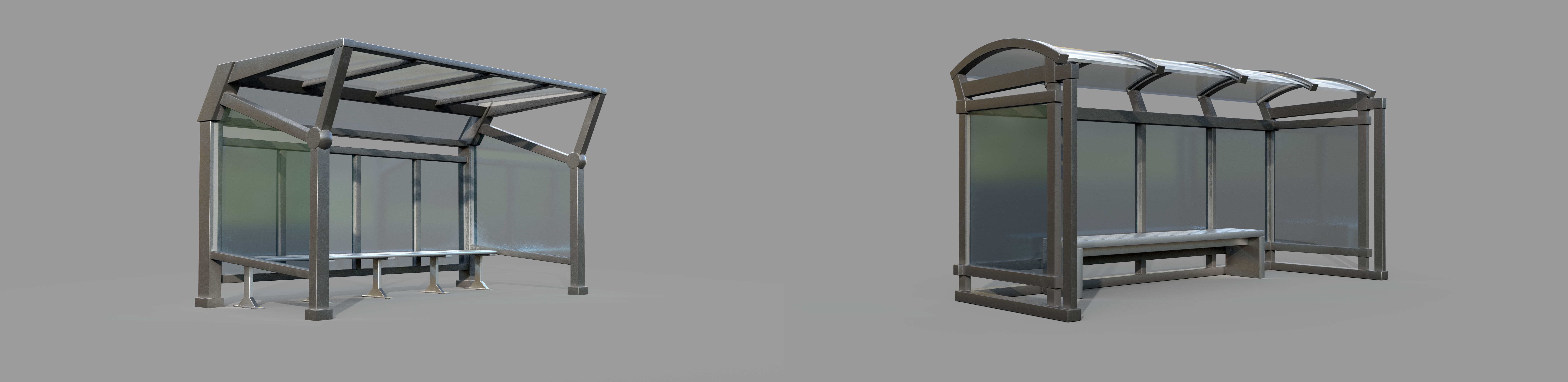 25 Bus Stop Base Mesh Pack with UVs and Textures Low-poly 3D model_4