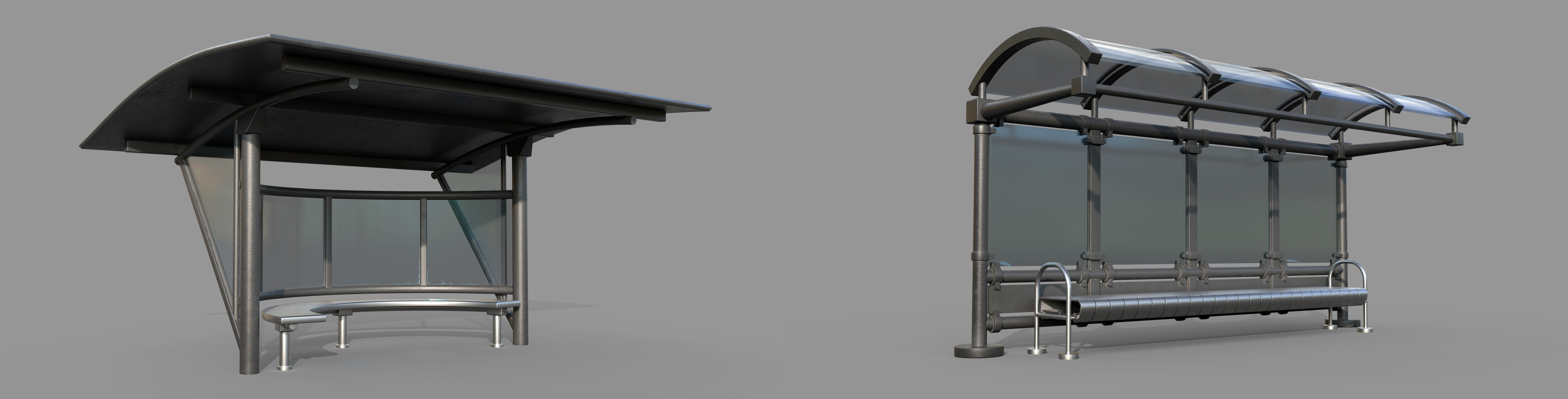 25 Bus Stop Base Mesh Pack with UVs and Textures Low-poly 3D model_9