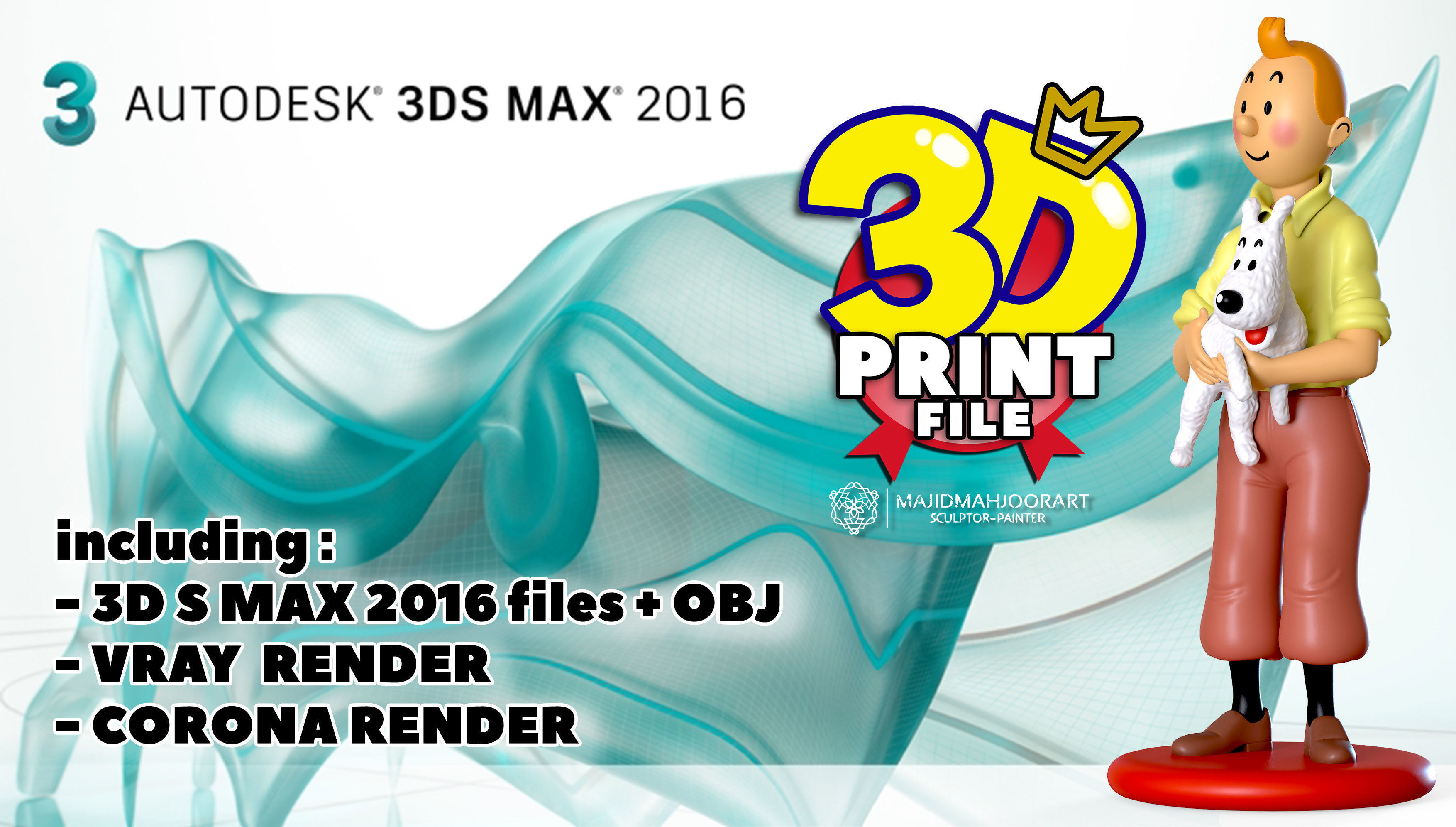 TinTin and Milou 3d printable figure with uv and textur 3D print model_6