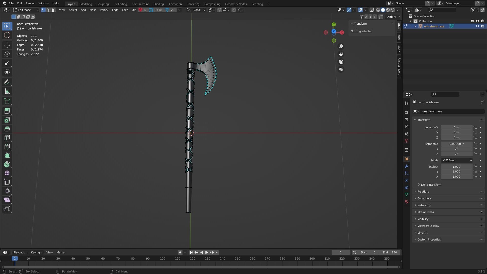 Danish Axe Low-poly 3D model_8
