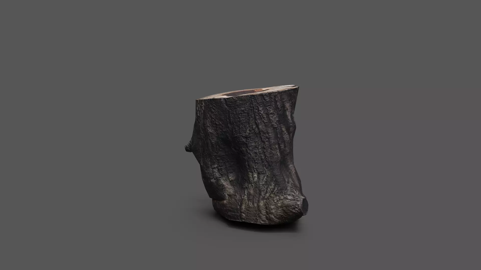 Low-poly Log tree trunk in shape of vase Low-poly 3D model_0