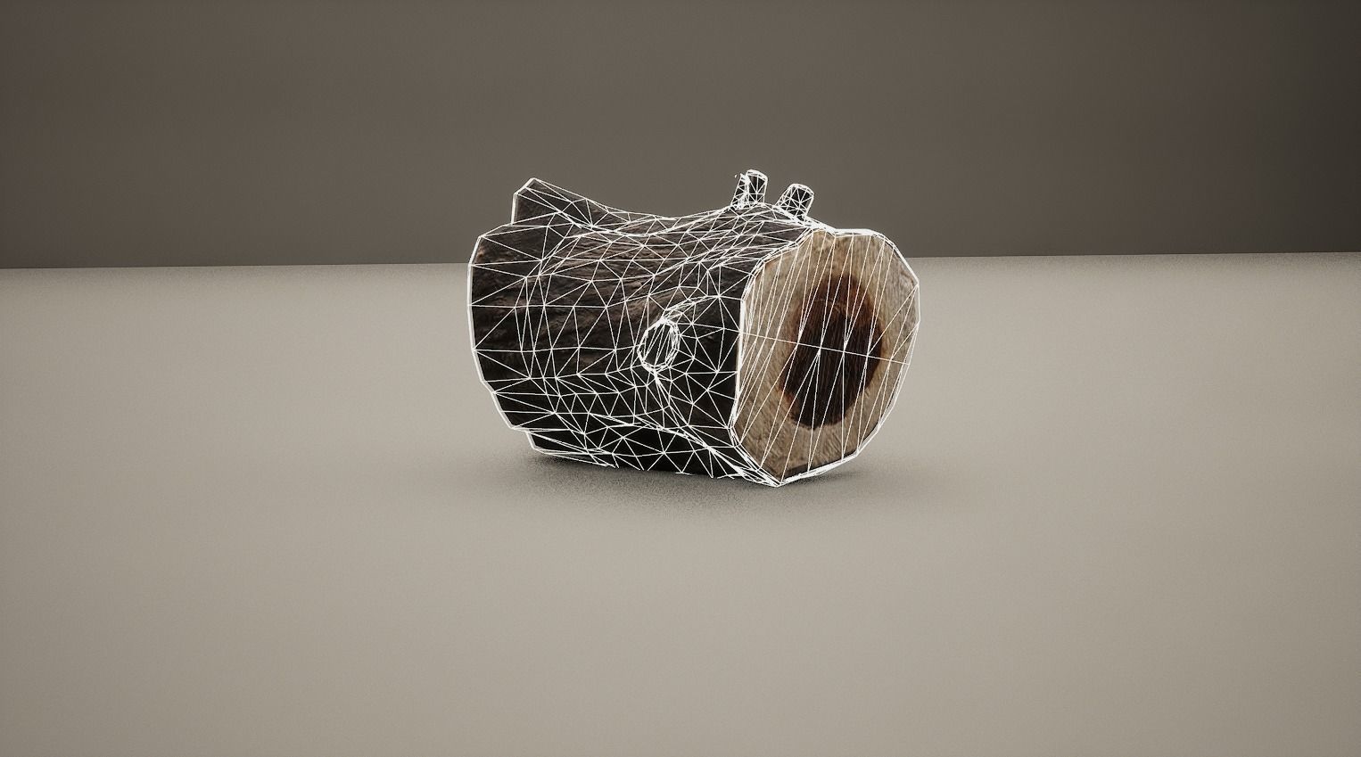 Low-poly Log tree trunk in shape of vase Low-poly 3D model_8