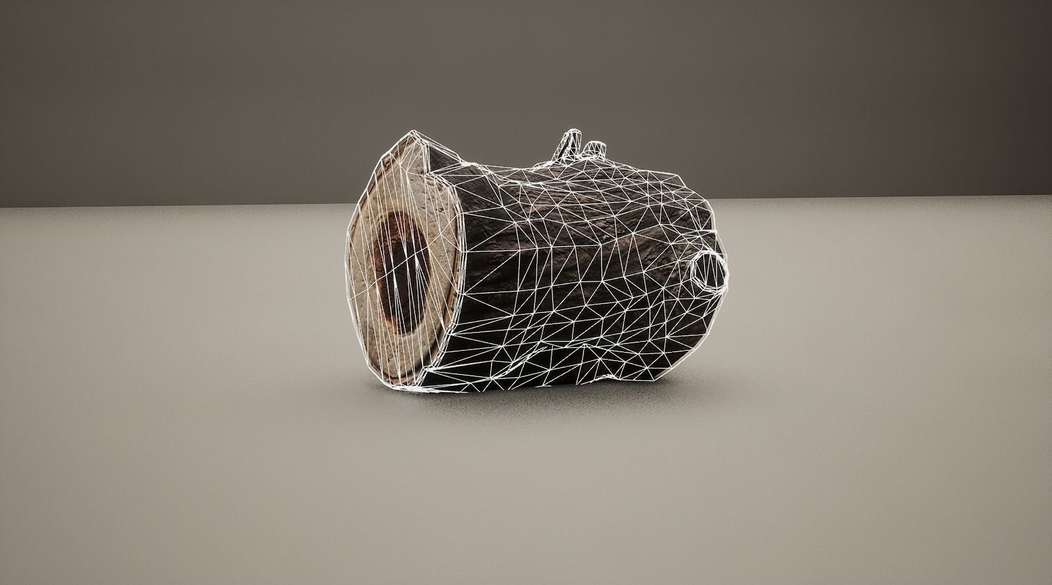 Low-poly Log tree trunk in shape of vase Low-poly 3D model_7