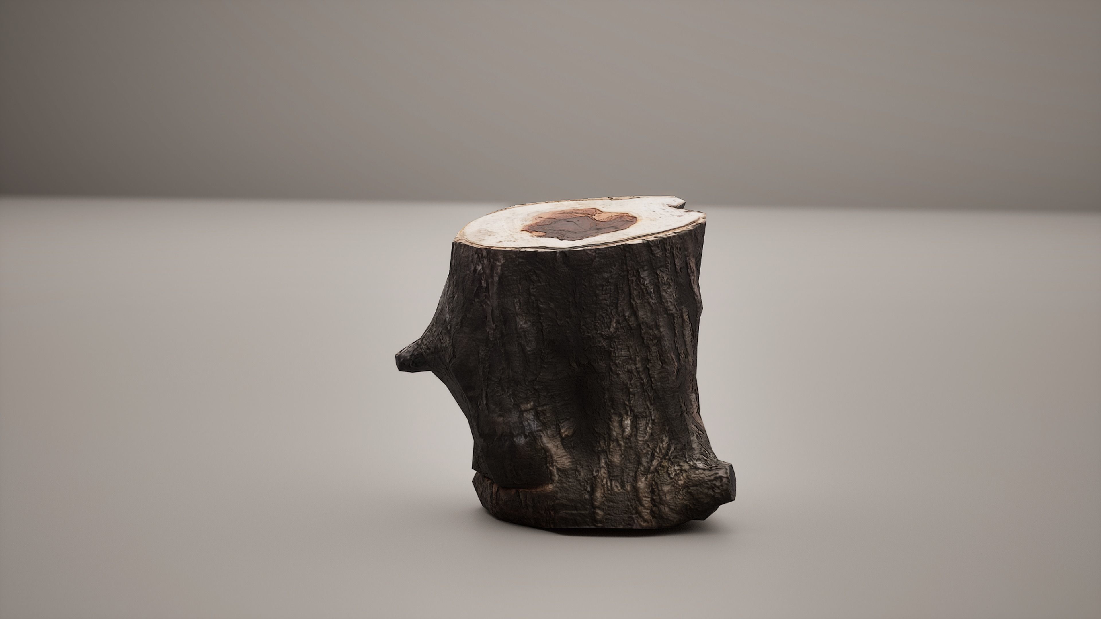 Low-poly Log tree trunk in shape of vase Low-poly 3D model_5