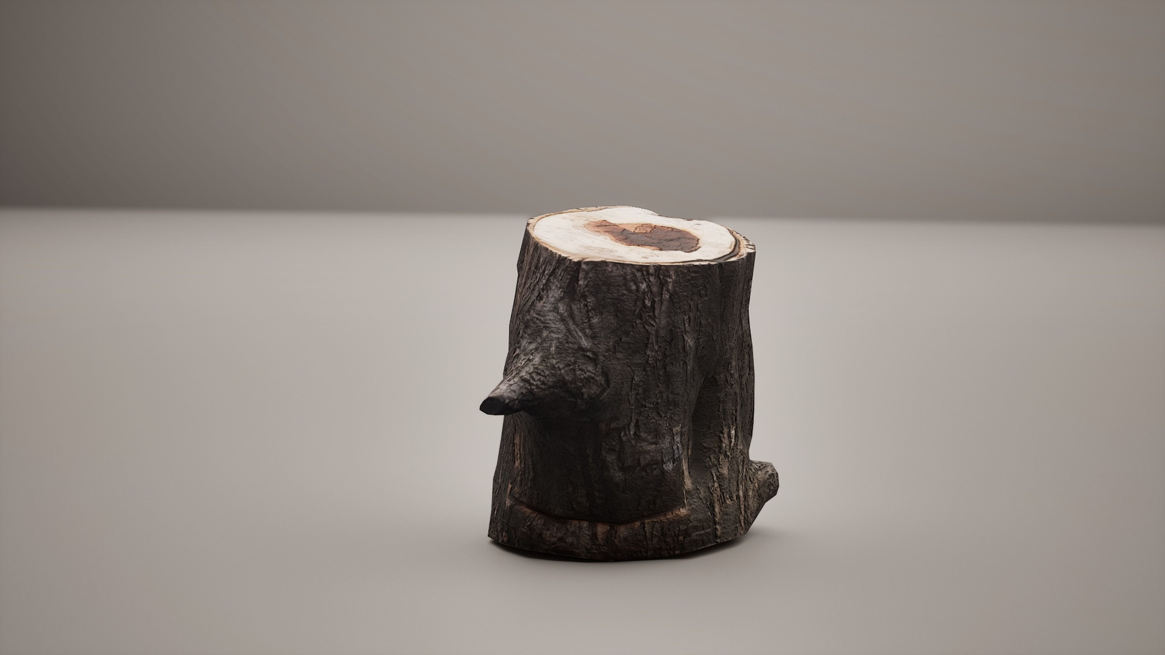 Low-poly Log tree trunk in shape of vase Low-poly 3D model_4
