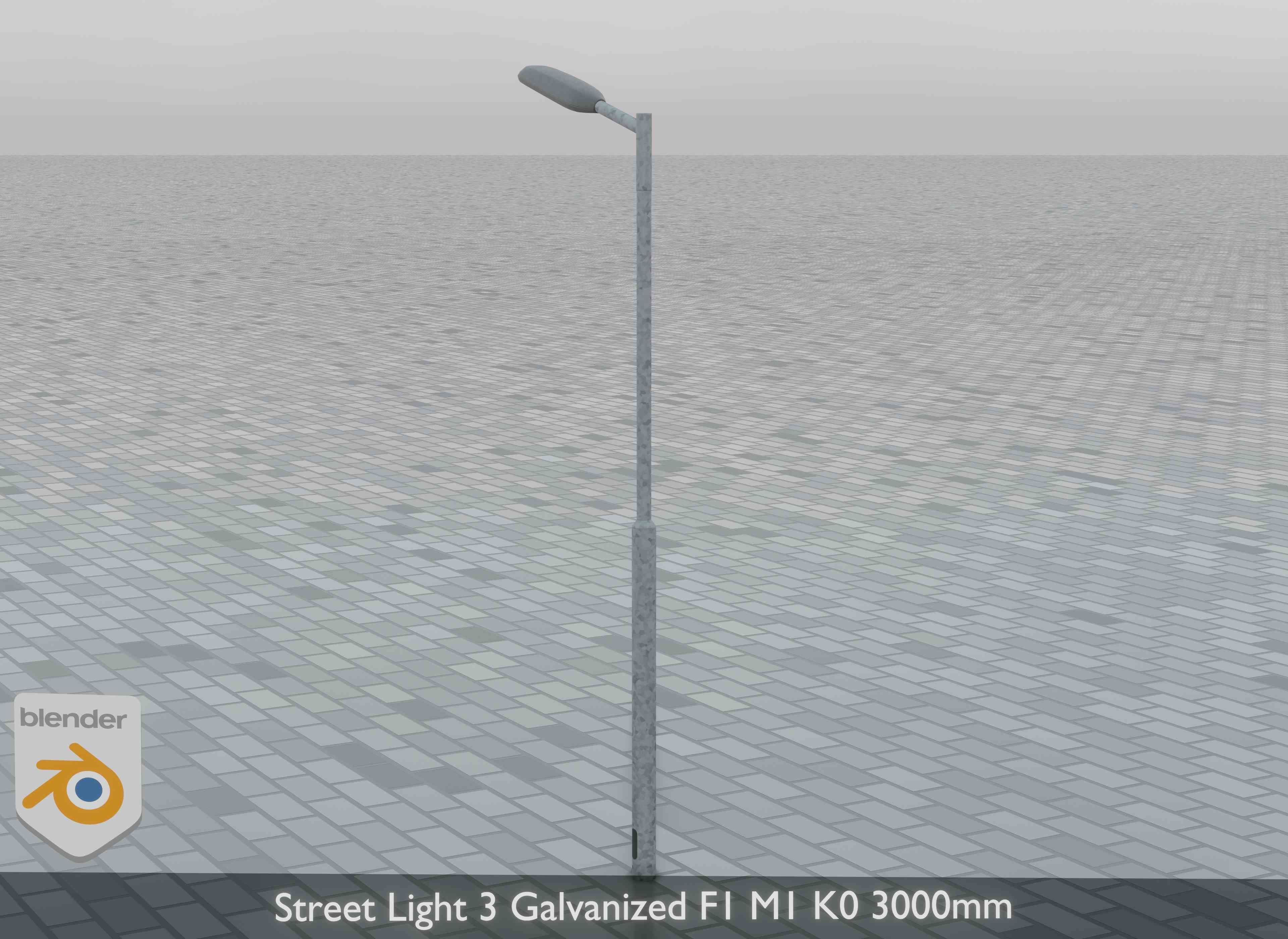 Street Light 3 Galvanized F1 M1 K0 3000mm Low-poly 3D model_5