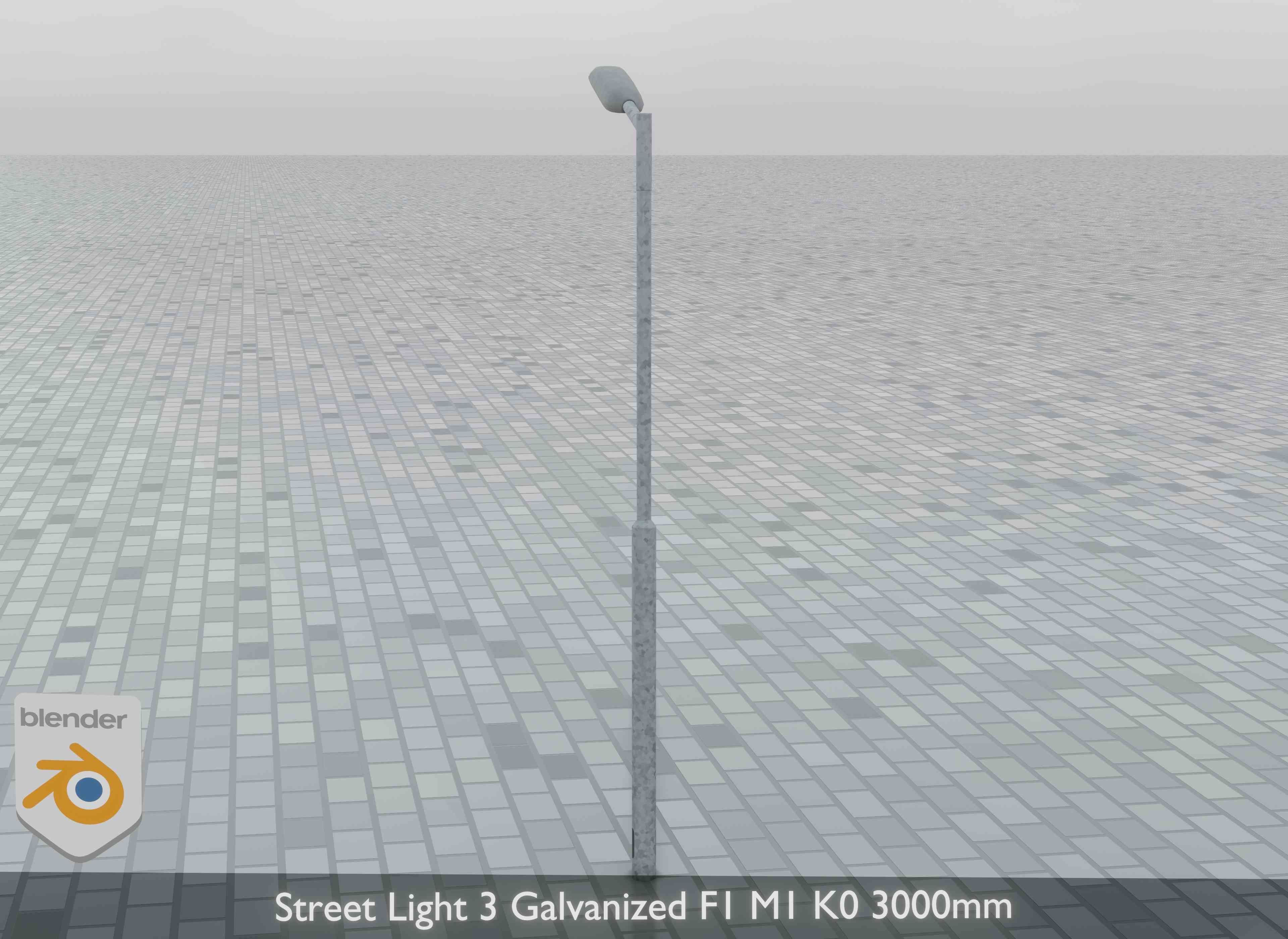 Street Light 3 Galvanized F1 M1 K0 3000mm Low-poly 3D model_6