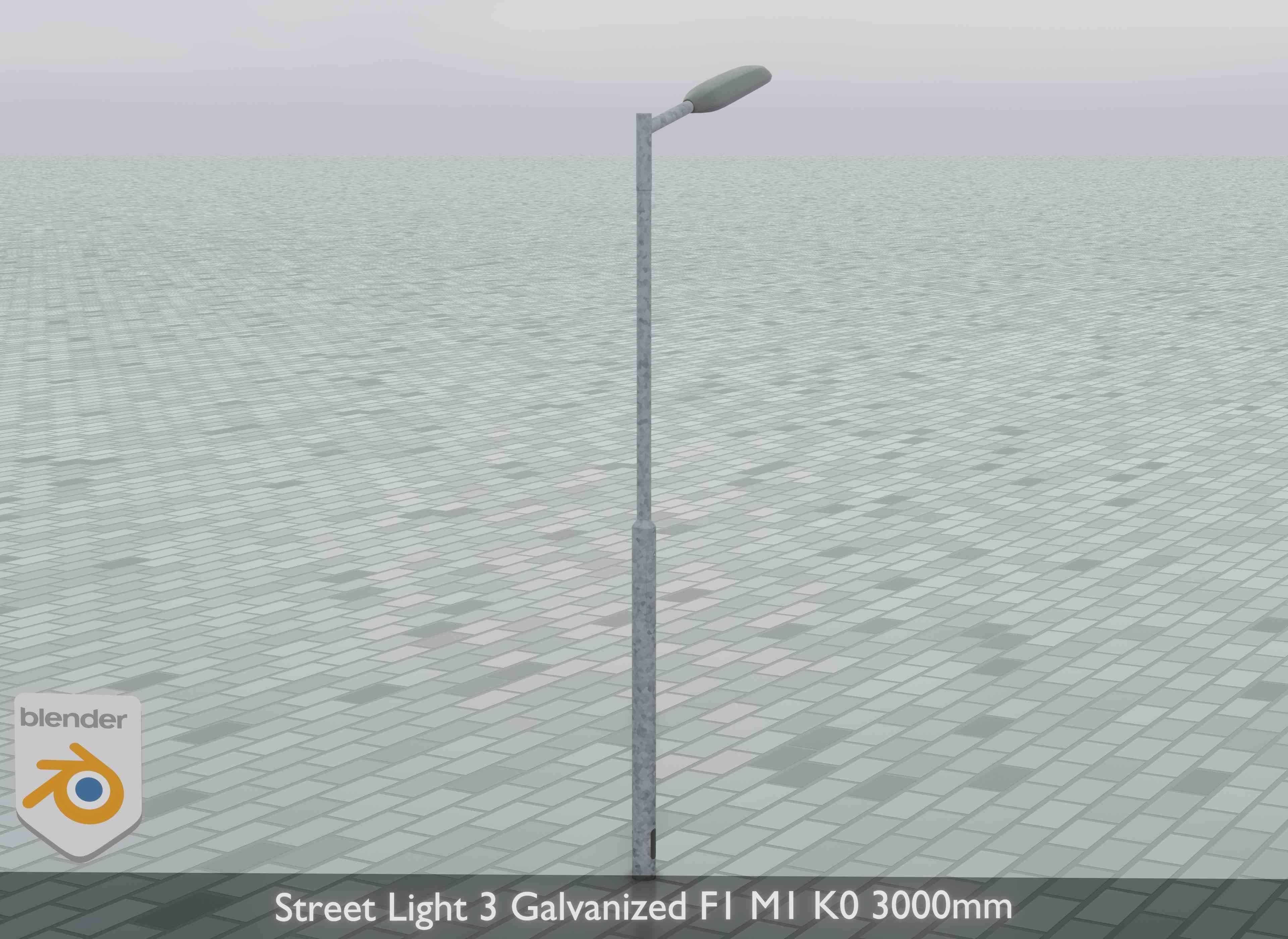 Street Light 3 Galvanized F1 M1 K0 3000mm Low-poly 3D model_8