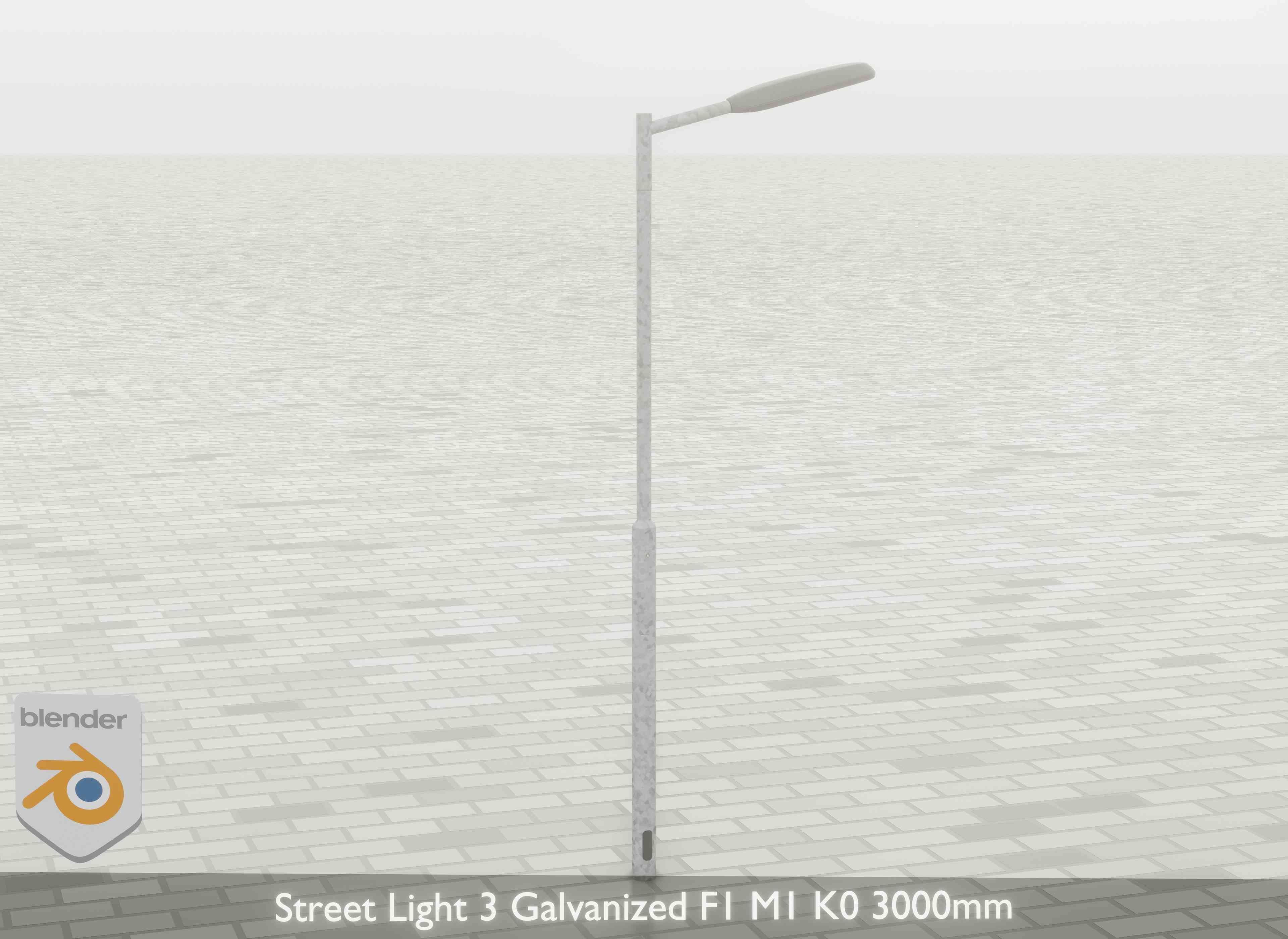 Street Light 3 Galvanized F1 M1 K0 3000mm Low-poly 3D model_27