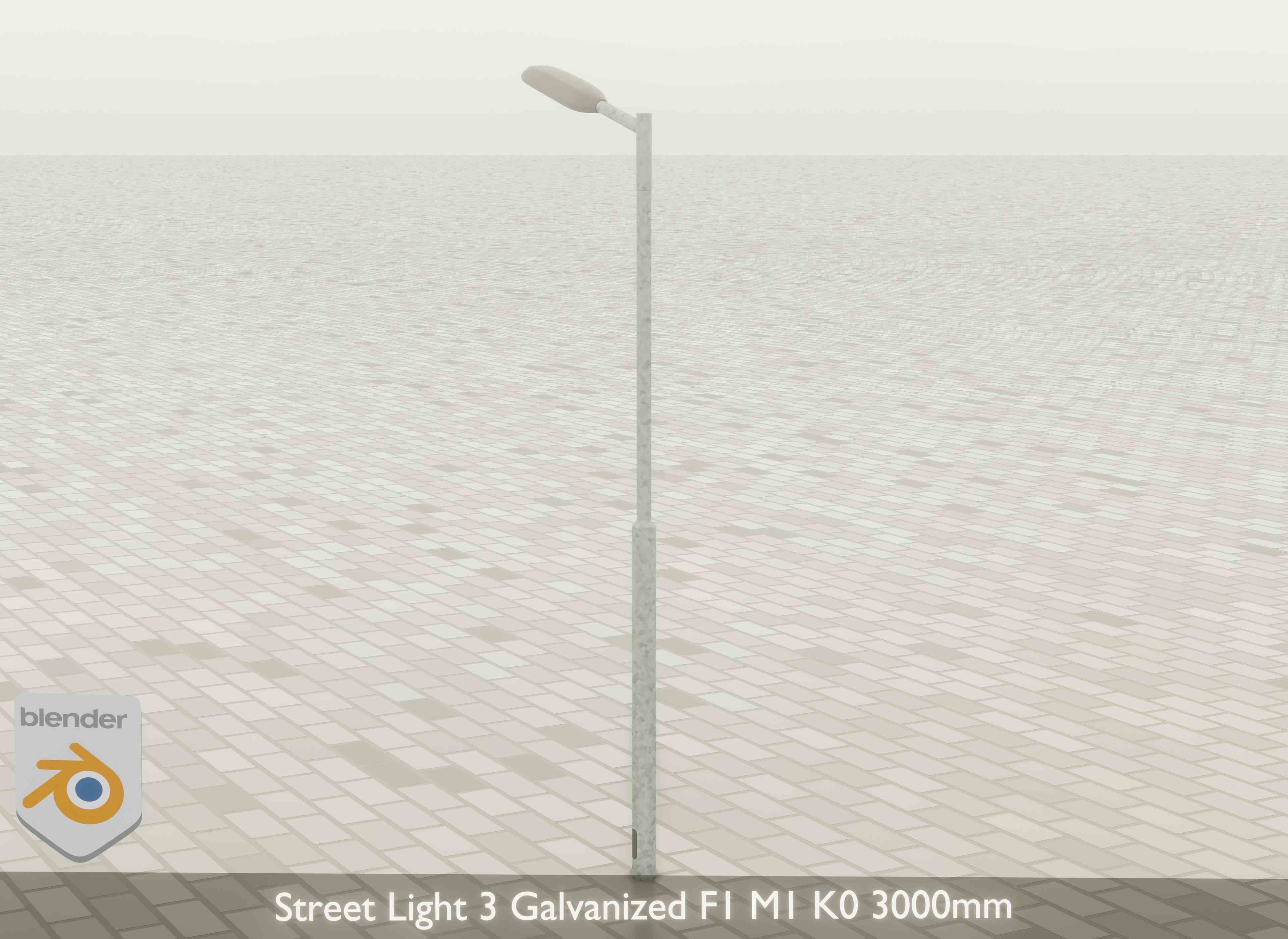 Street Light 3 Galvanized F1 M1 K0 3000mm Low-poly 3D model_22