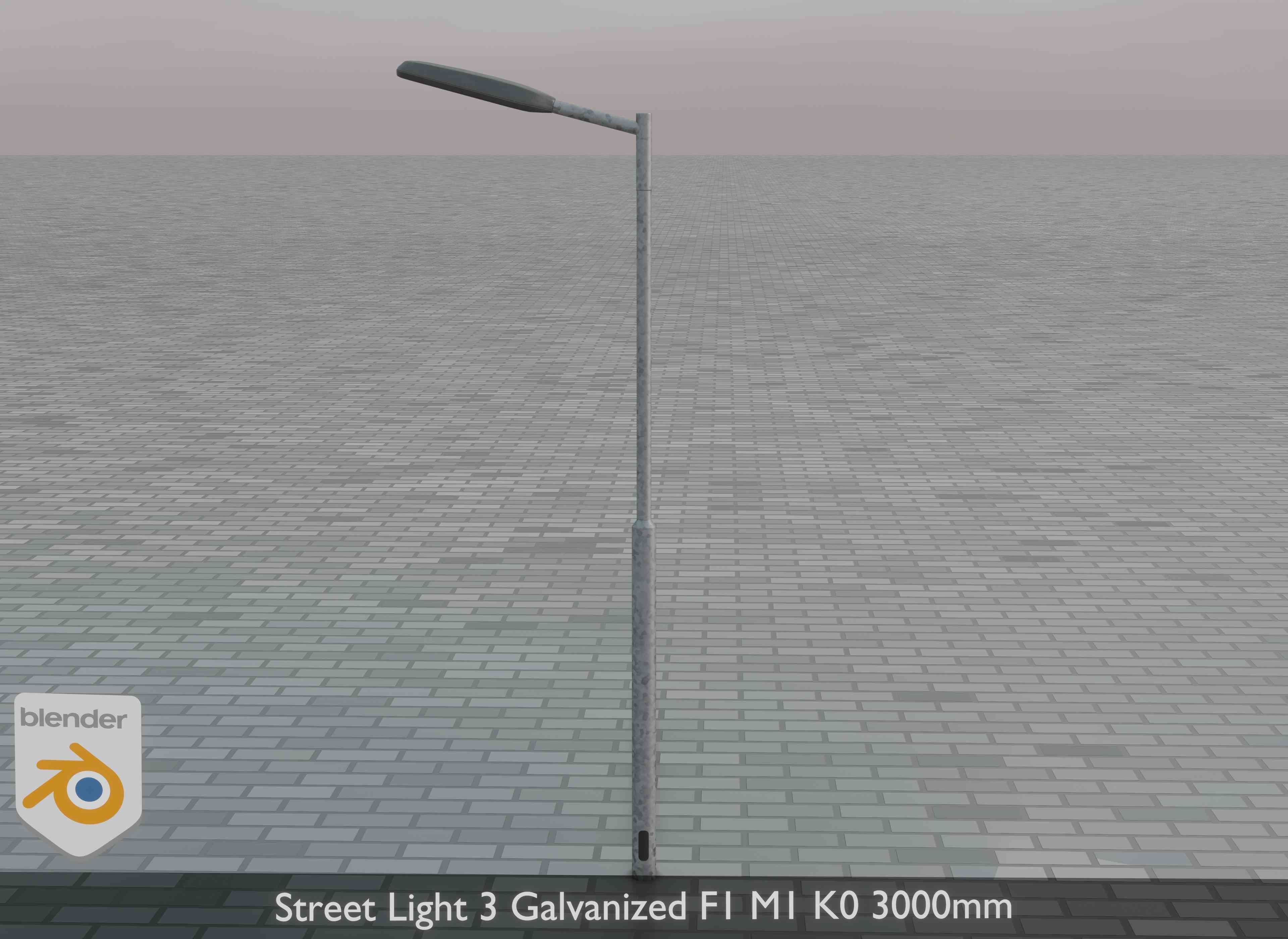Street Light 3 Galvanized F1 M1 K0 3000mm Low-poly 3D model_37
