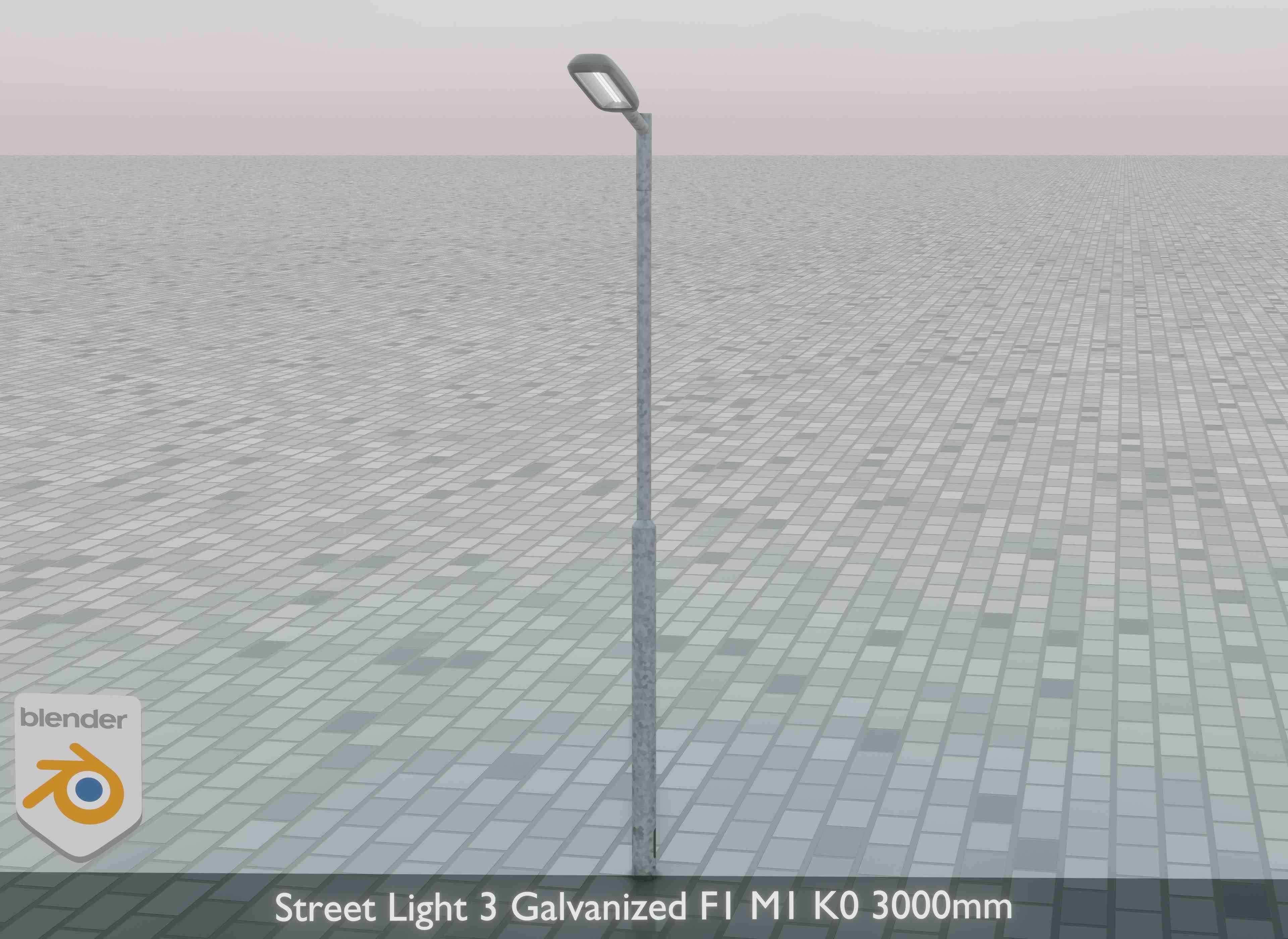 Street Light 3 Galvanized F1 M1 K0 3000mm Low-poly 3D model_33