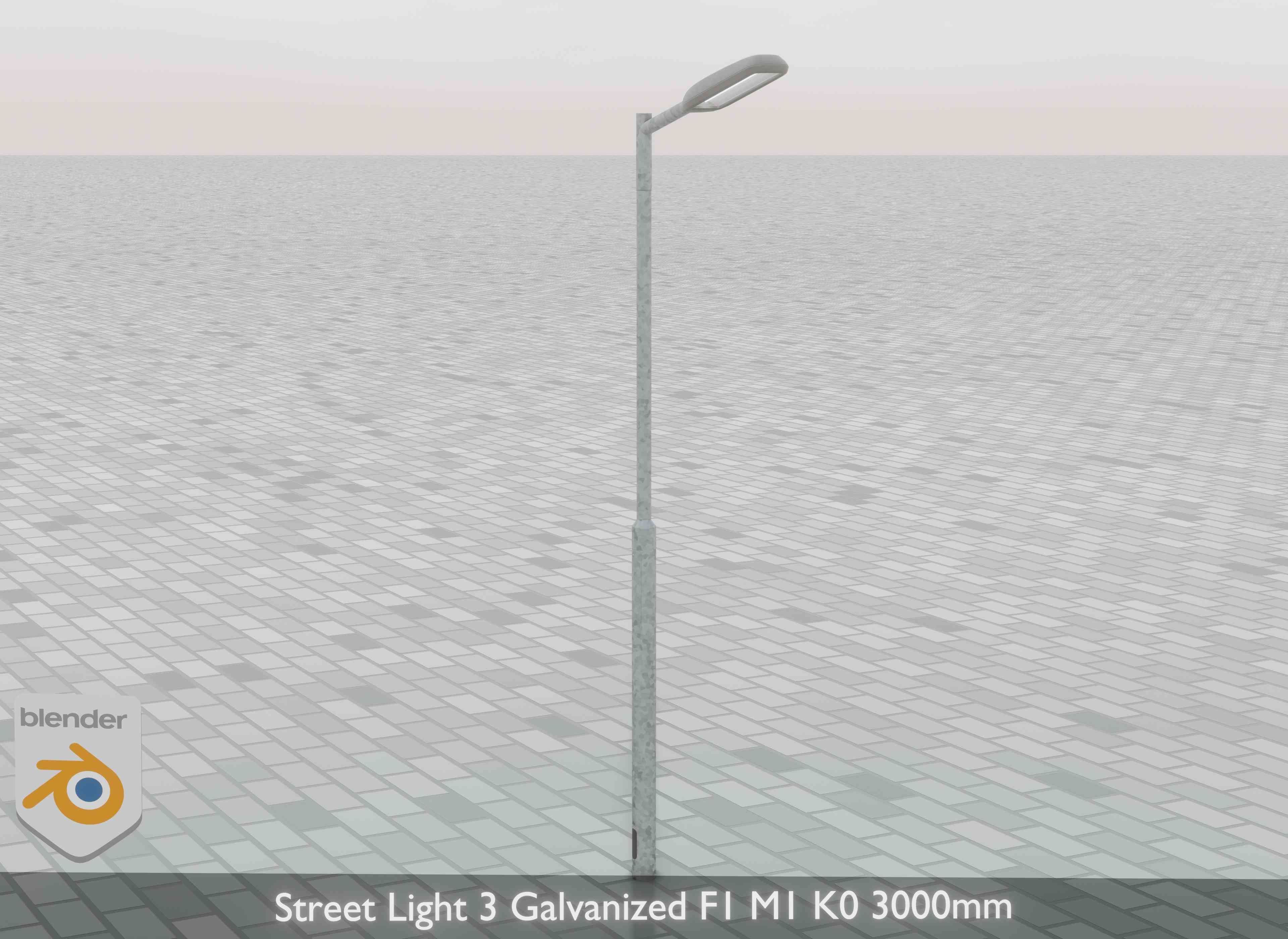 Street Light 3 Galvanized F1 M1 K0 3000mm Low-poly 3D model_31