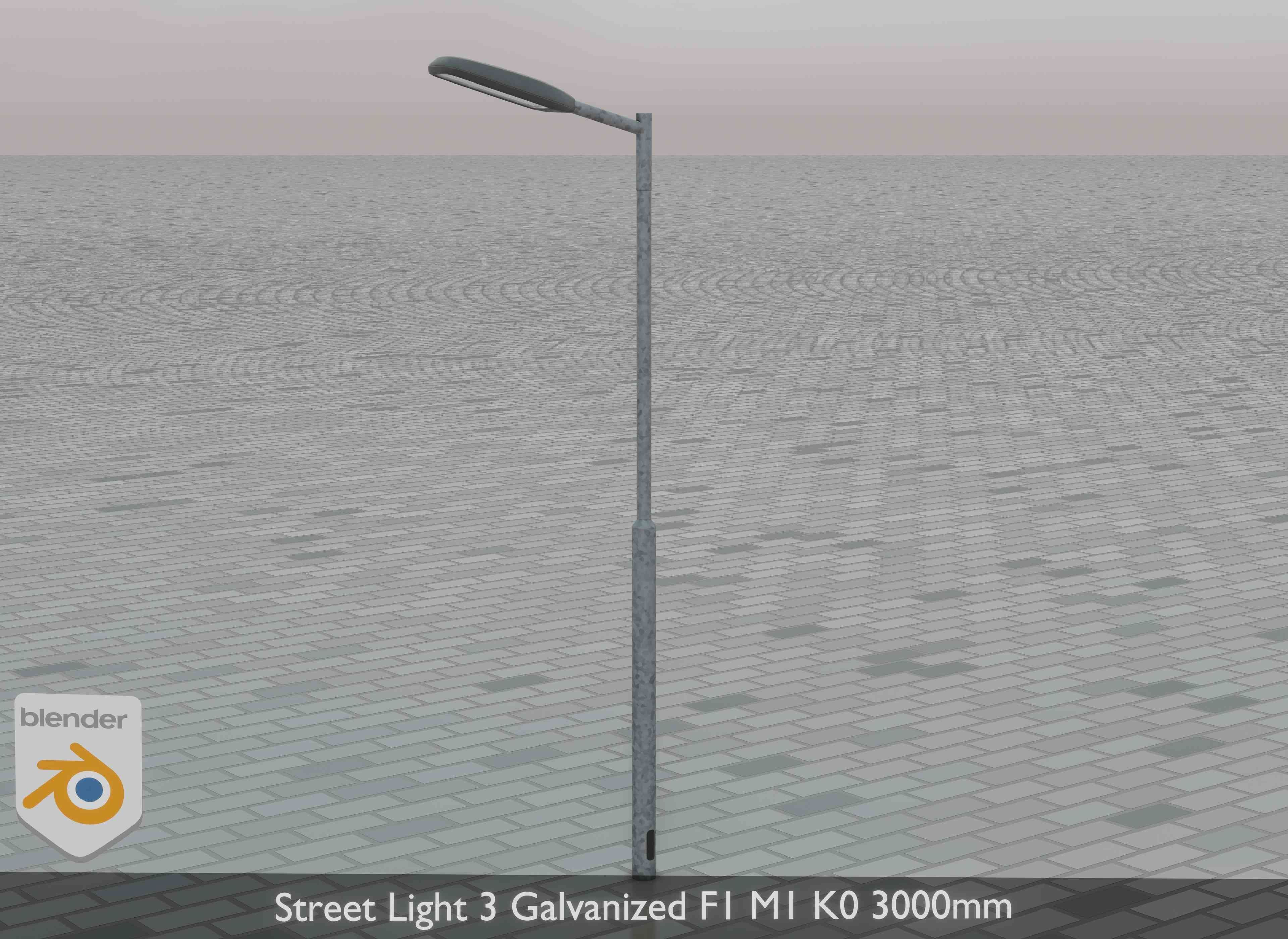 Street Light 3 Galvanized F1 M1 K0 3000mm Low-poly 3D model_35