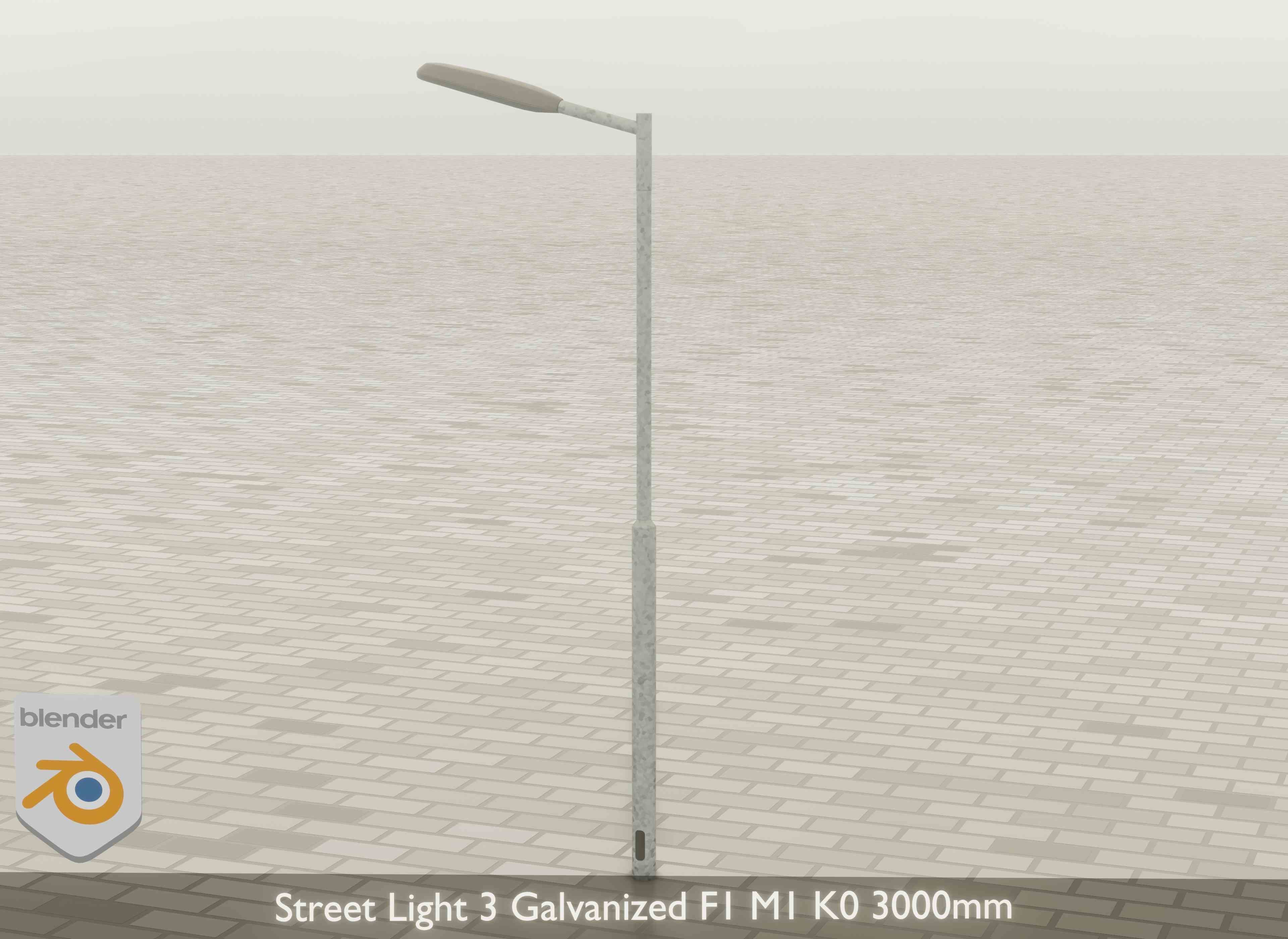 Street Light 3 Galvanized F1 M1 K0 3000mm Low-poly 3D model_20