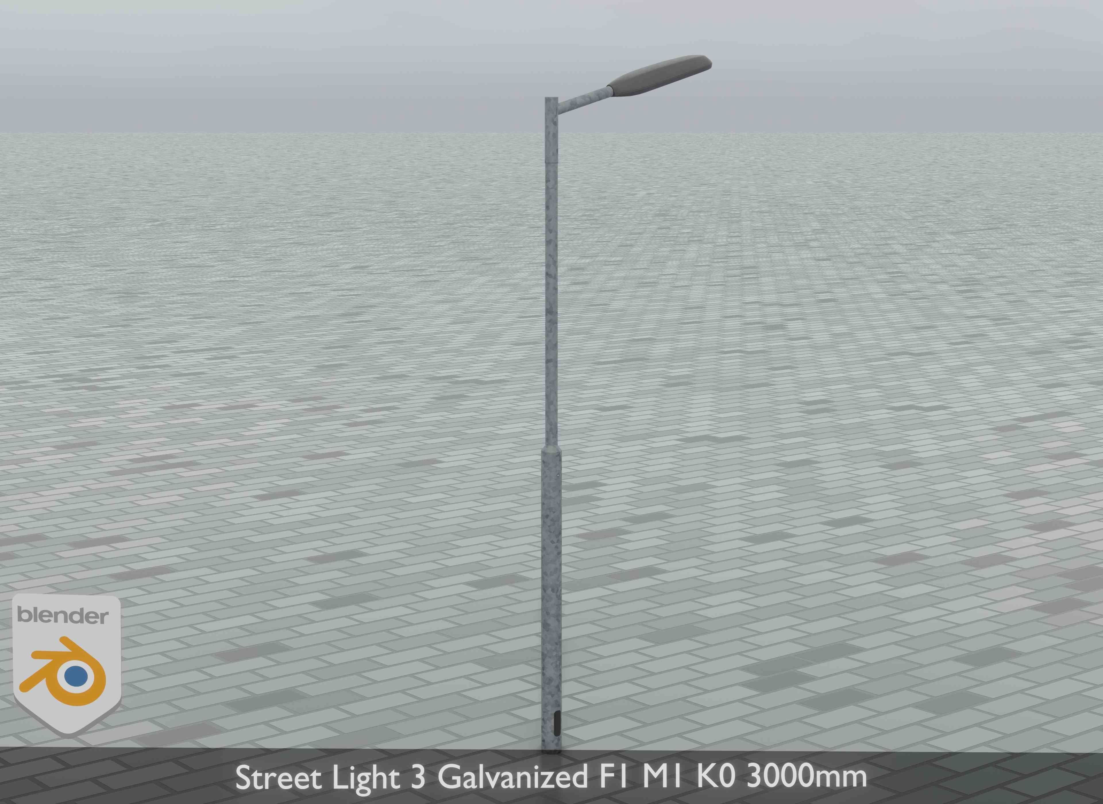 Street Light 3 Galvanized F1 M1 K0 3000mm Low-poly 3D model_9