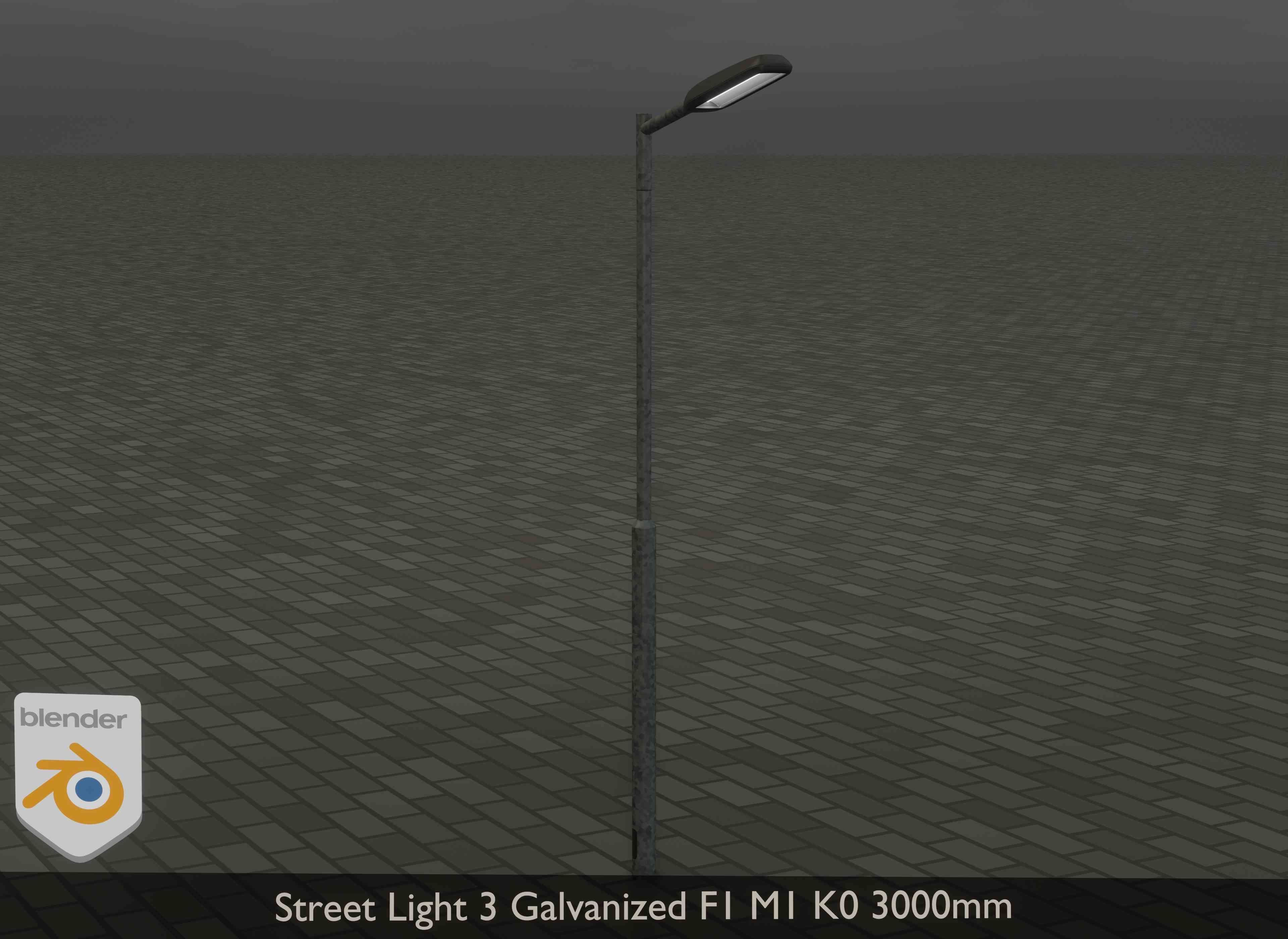 Street Light 3 Galvanized F1 M1 K0 3000mm Low-poly 3D model_2