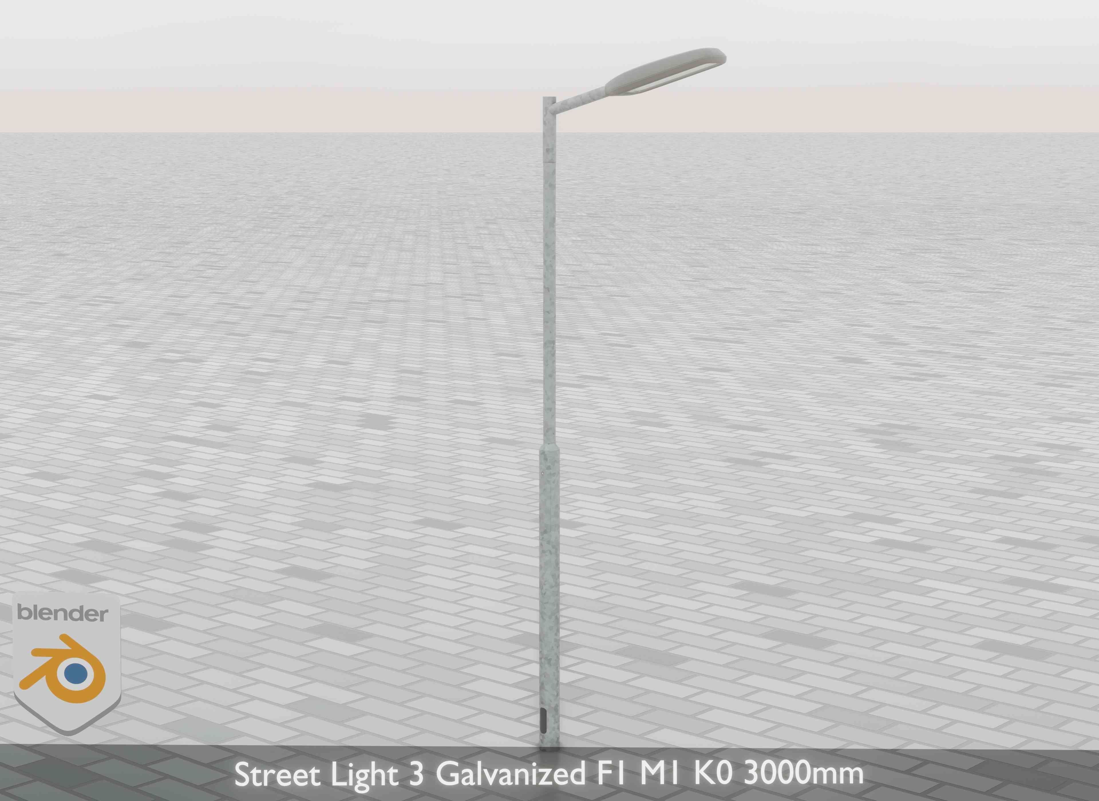 Street Light 3 Galvanized F1 M1 K0 3000mm Low-poly 3D model_30