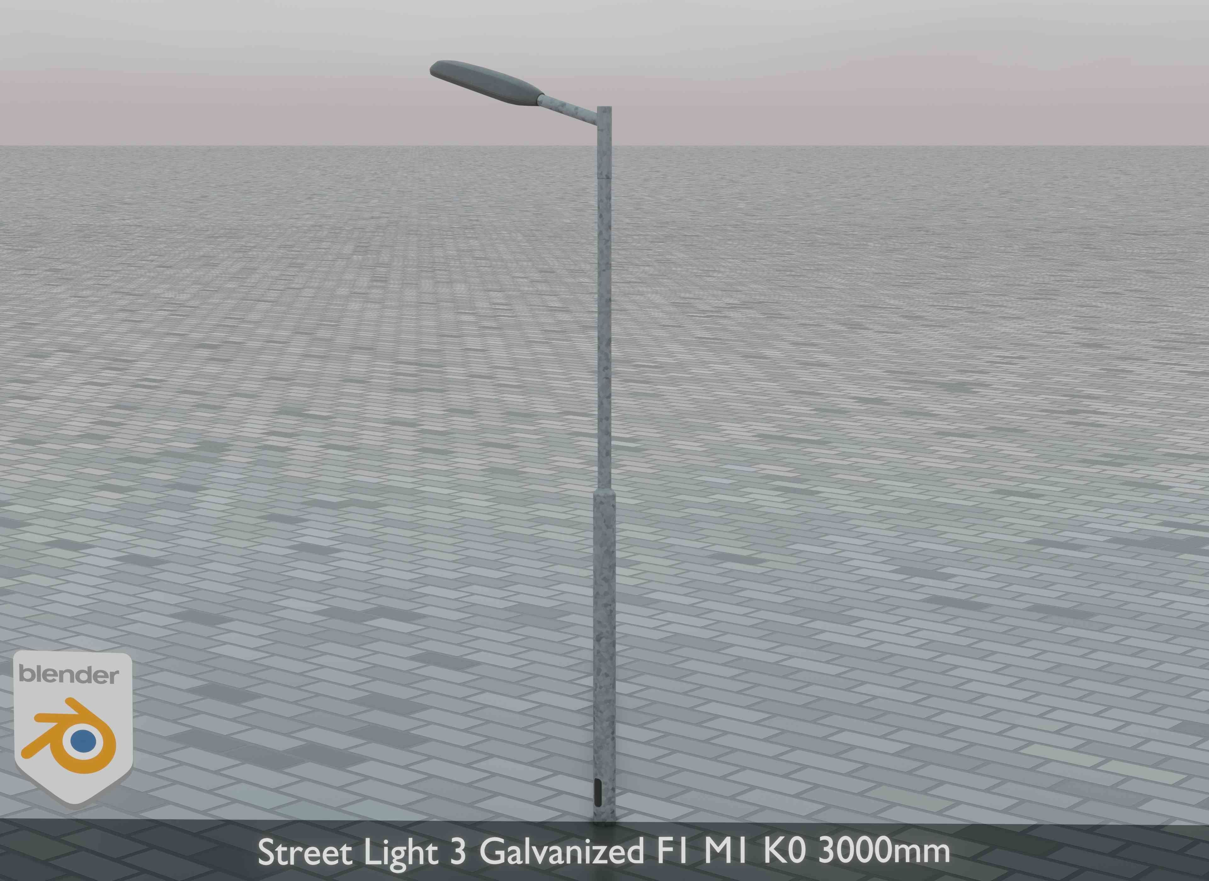 Street Light 3 Galvanized F1 M1 K0 3000mm Low-poly 3D model_4