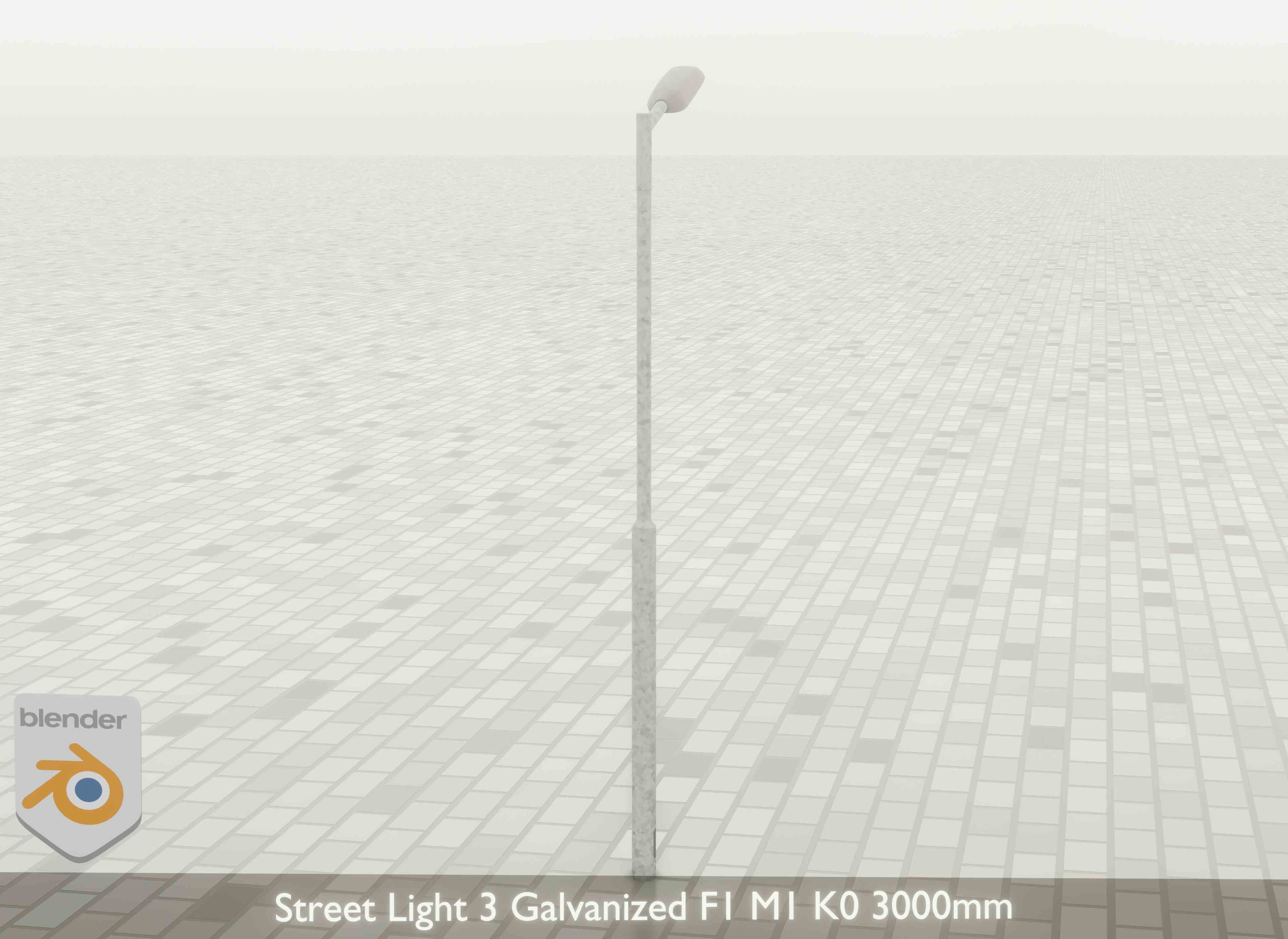 Street Light 3 Galvanized F1 M1 K0 3000mm Low-poly 3D model_24