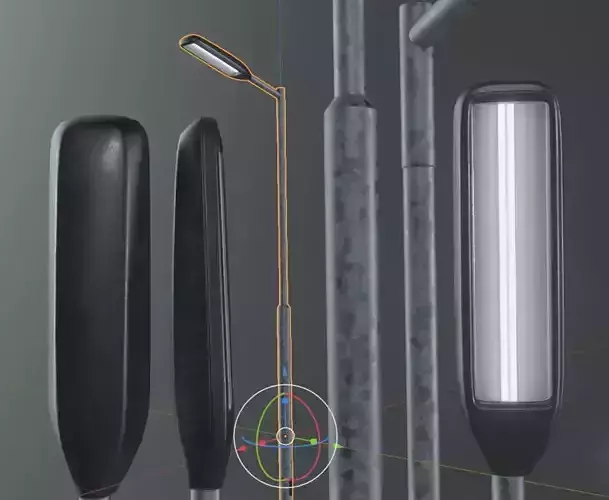 Street Light 3 Galvanized F1 M1 K0 3000mm Low-poly 3D model