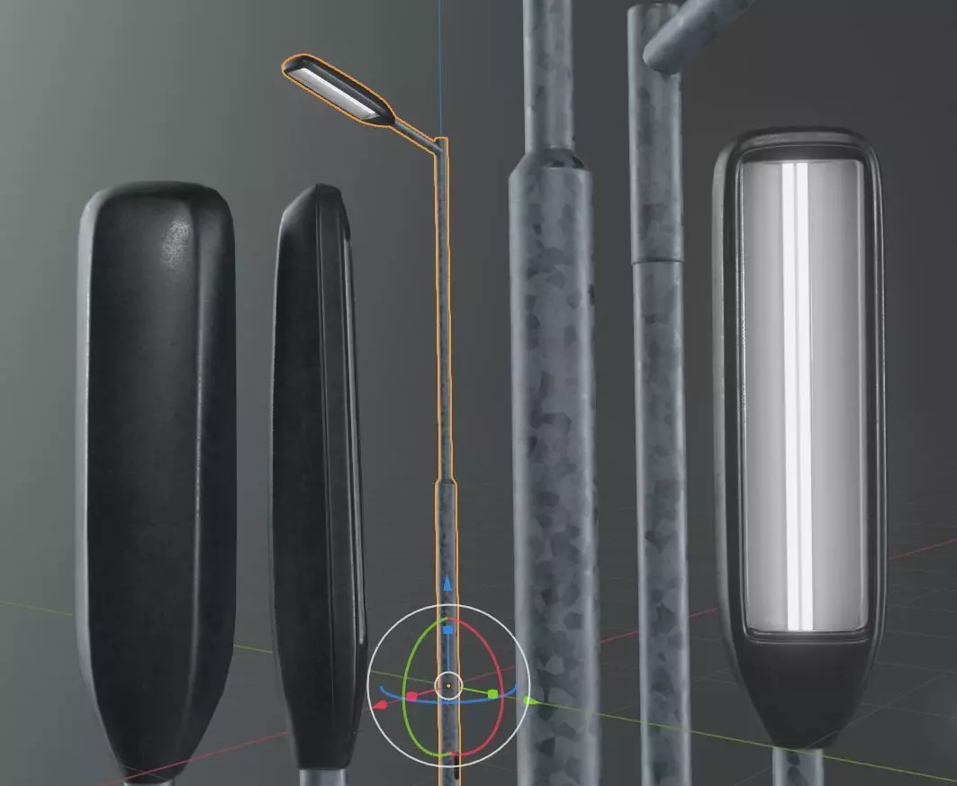 Street Light 3 Galvanized F1 M1 K0 3000mm Low-poly 3D model_0