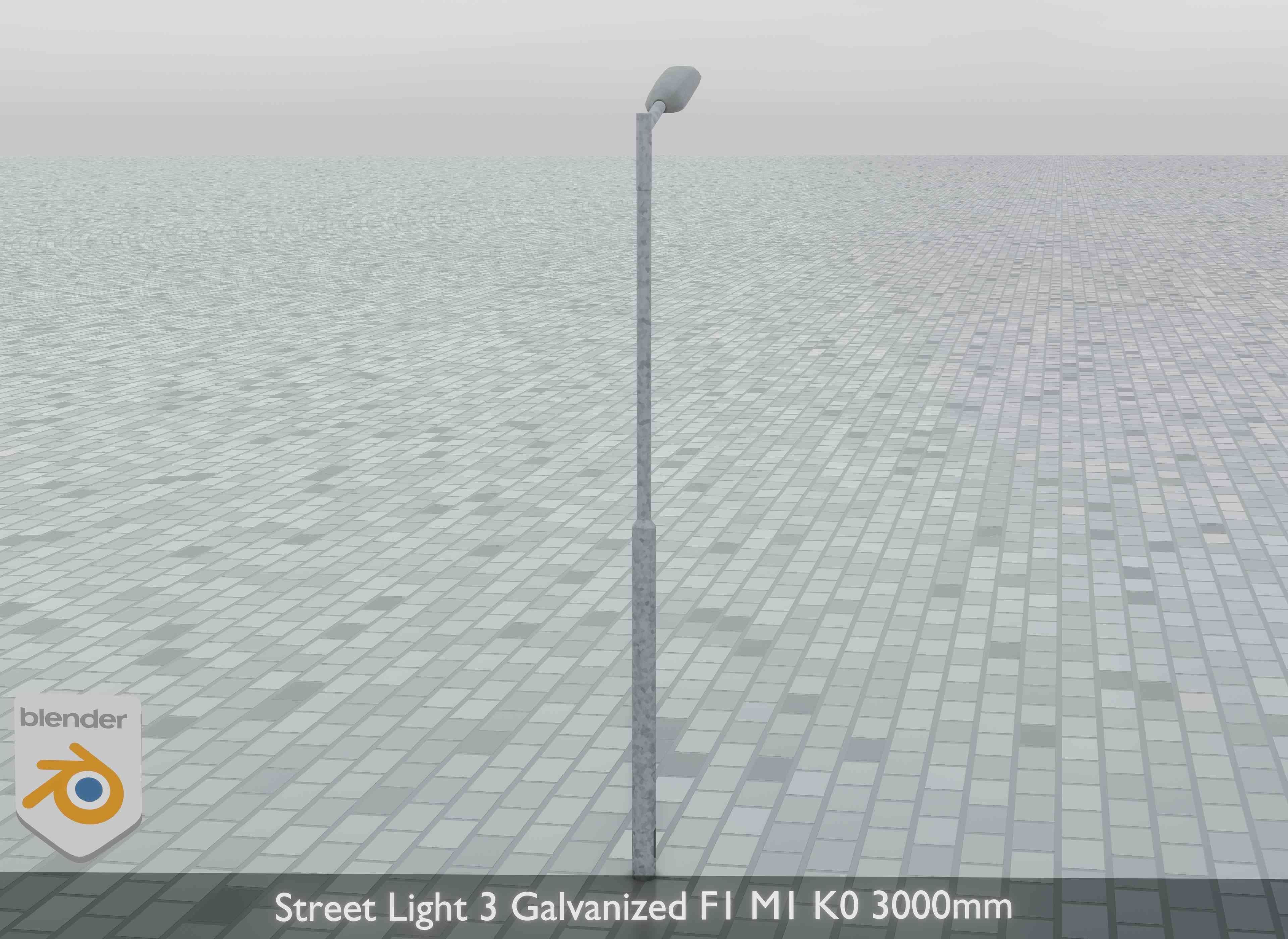 Street Light 3 Galvanized F1 M1 K0 3000mm Low-poly 3D model_7