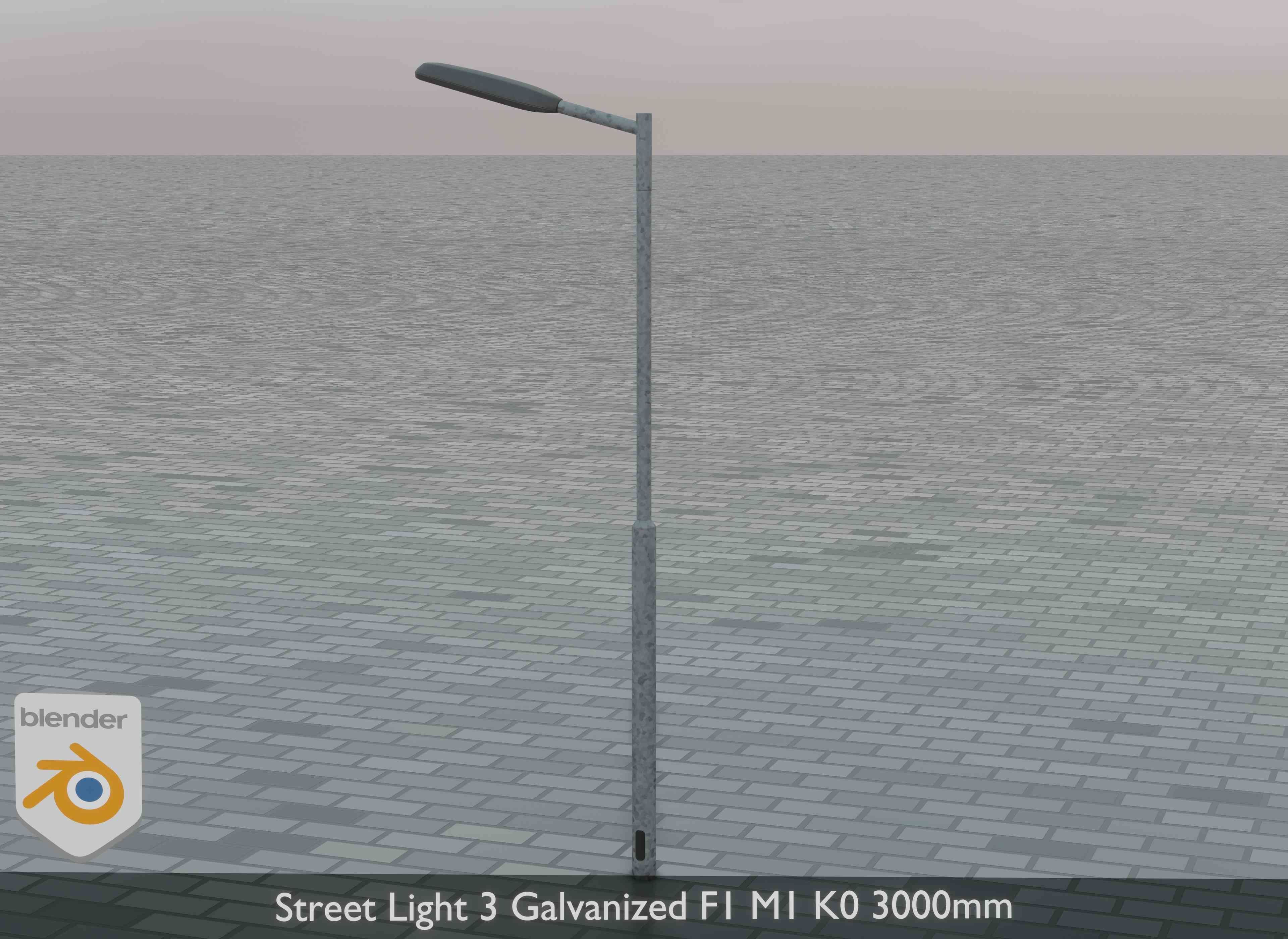 Street Light 3 Galvanized F1 M1 K0 3000mm Low-poly 3D model_3