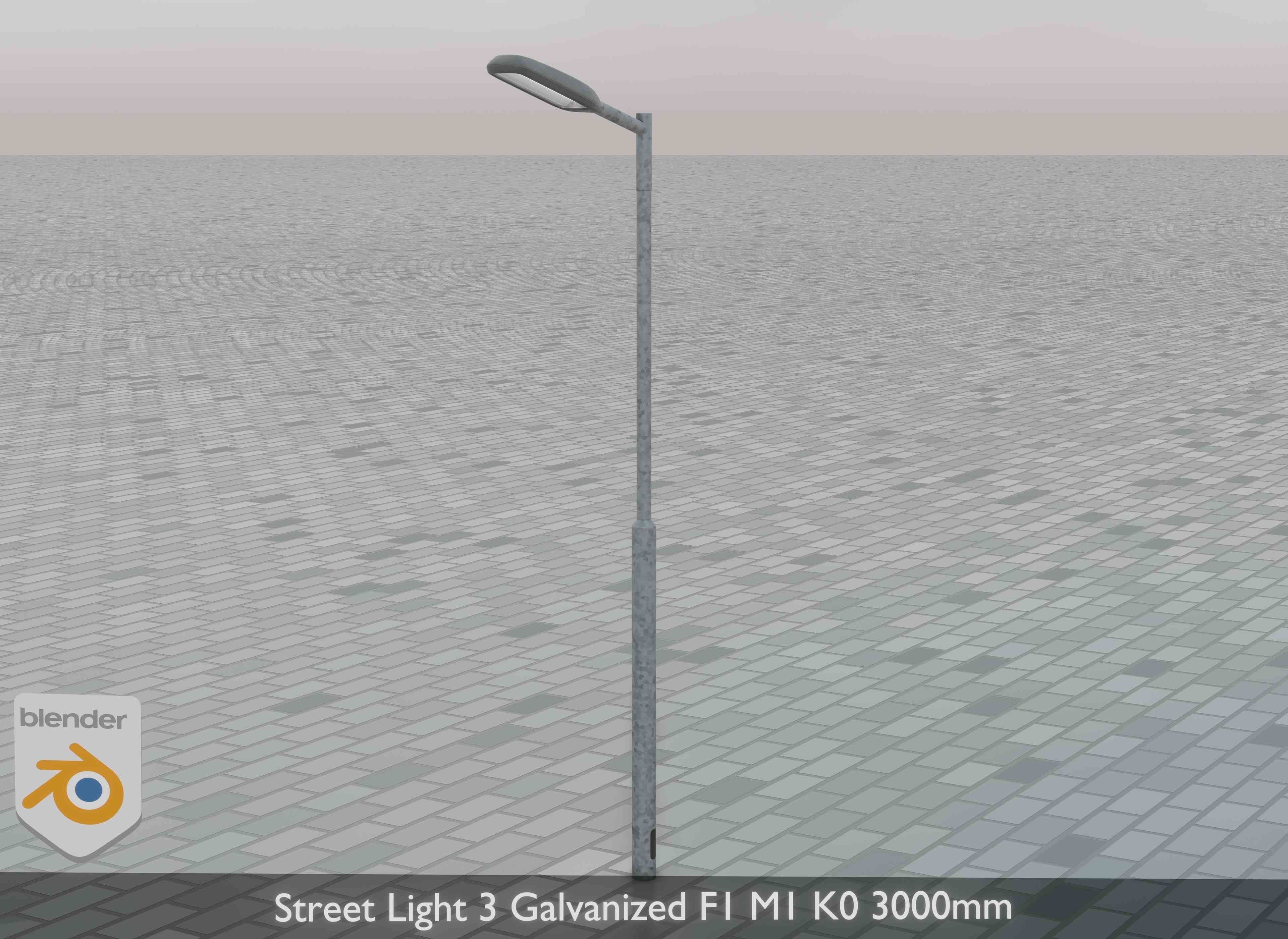 Street Light 3 Galvanized F1 M1 K0 3000mm Low-poly 3D model_34