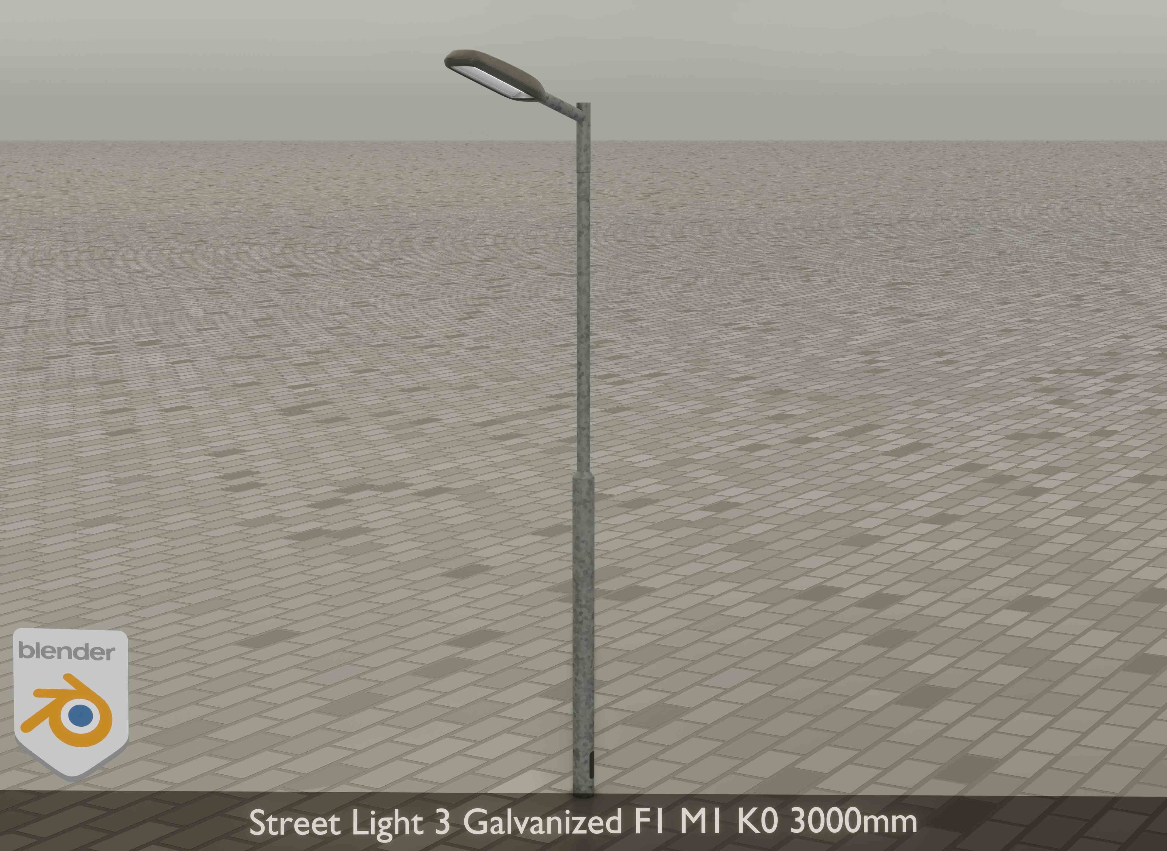 Street Light 3 Galvanized F1 M1 K0 3000mm Low-poly 3D model_16