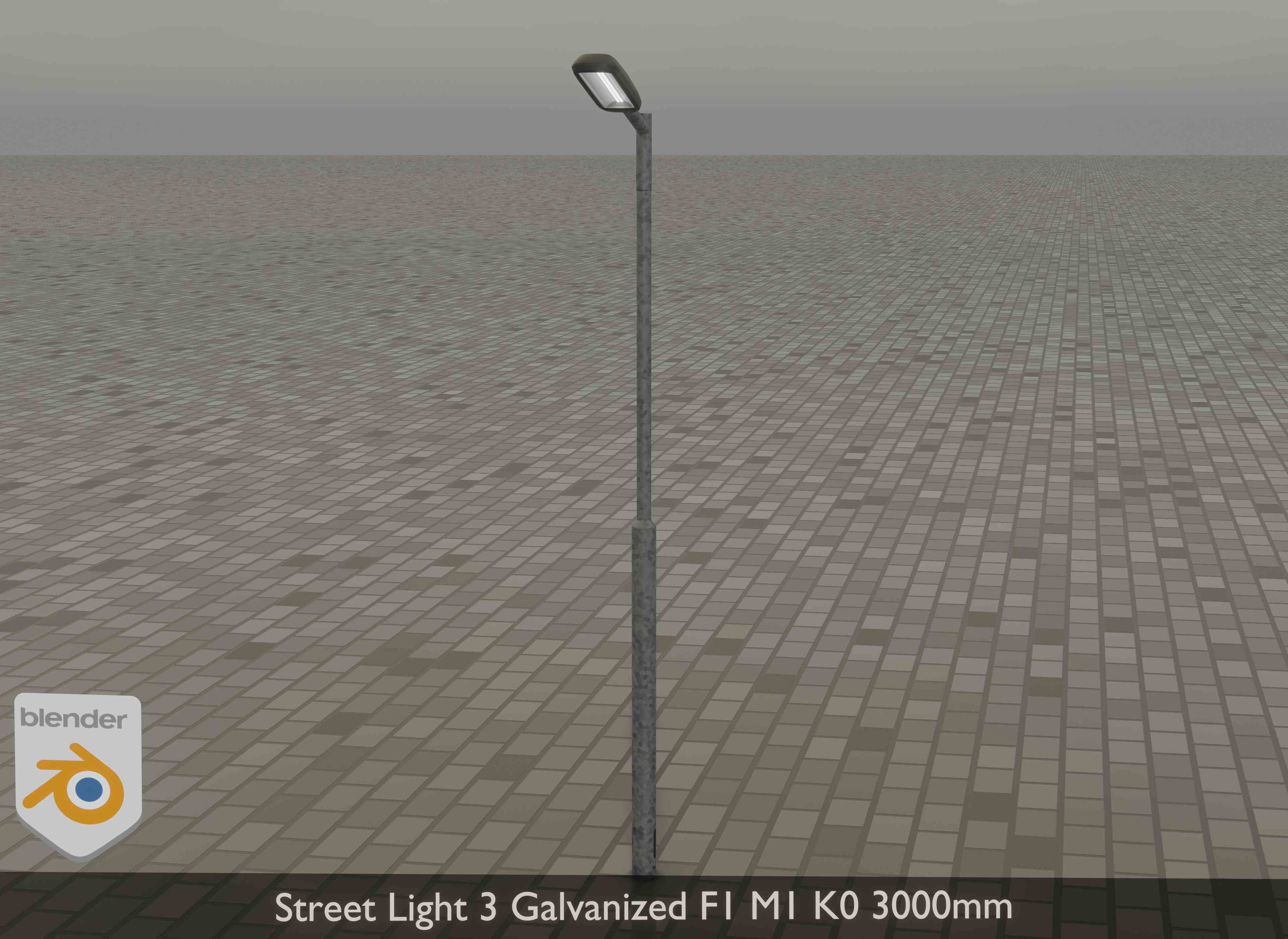 Street Light 3 Galvanized F1 M1 K0 3000mm Low-poly 3D model_15
