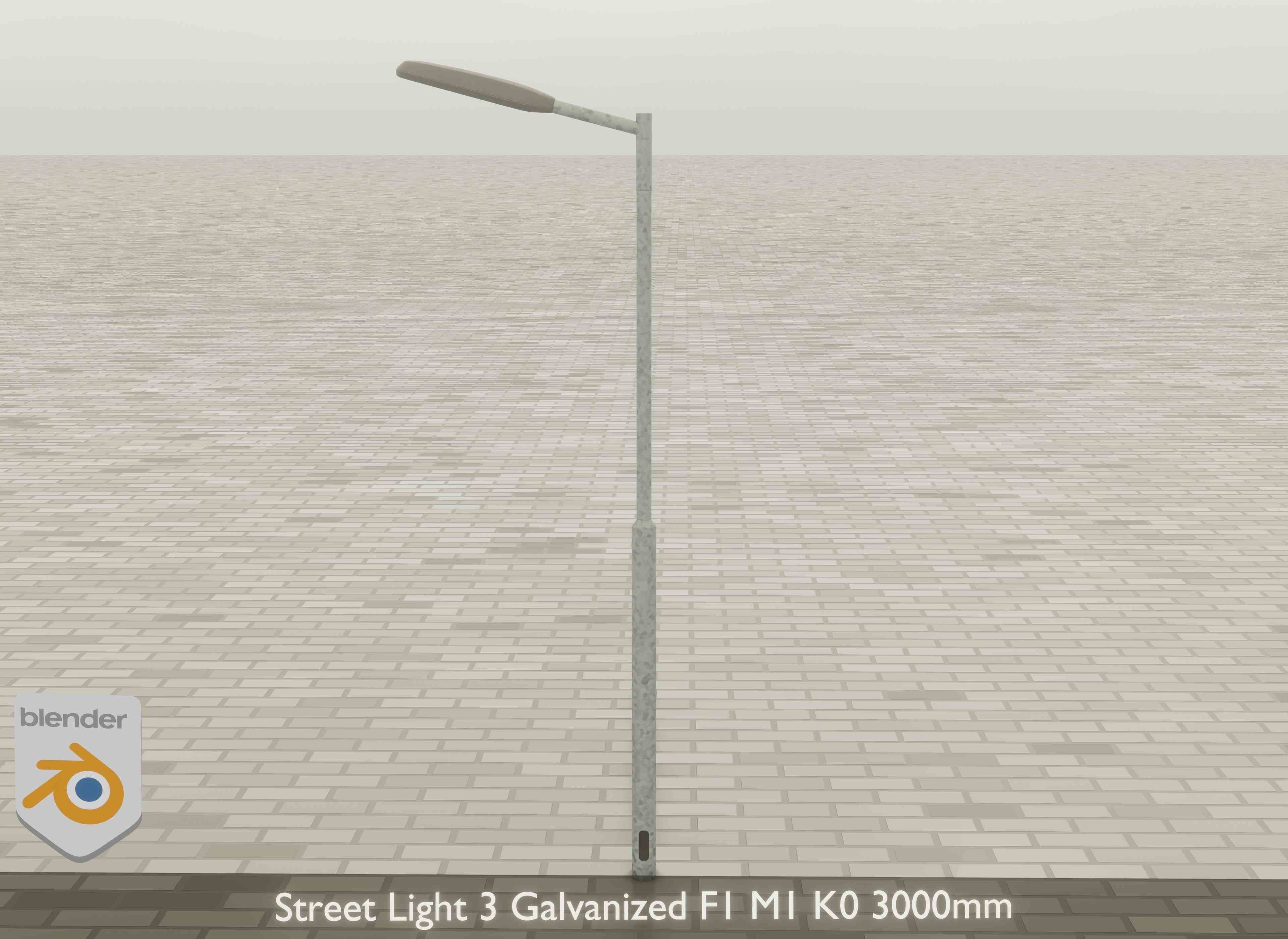 Street Light 3 Galvanized F1 M1 K0 3000mm Low-poly 3D model_19