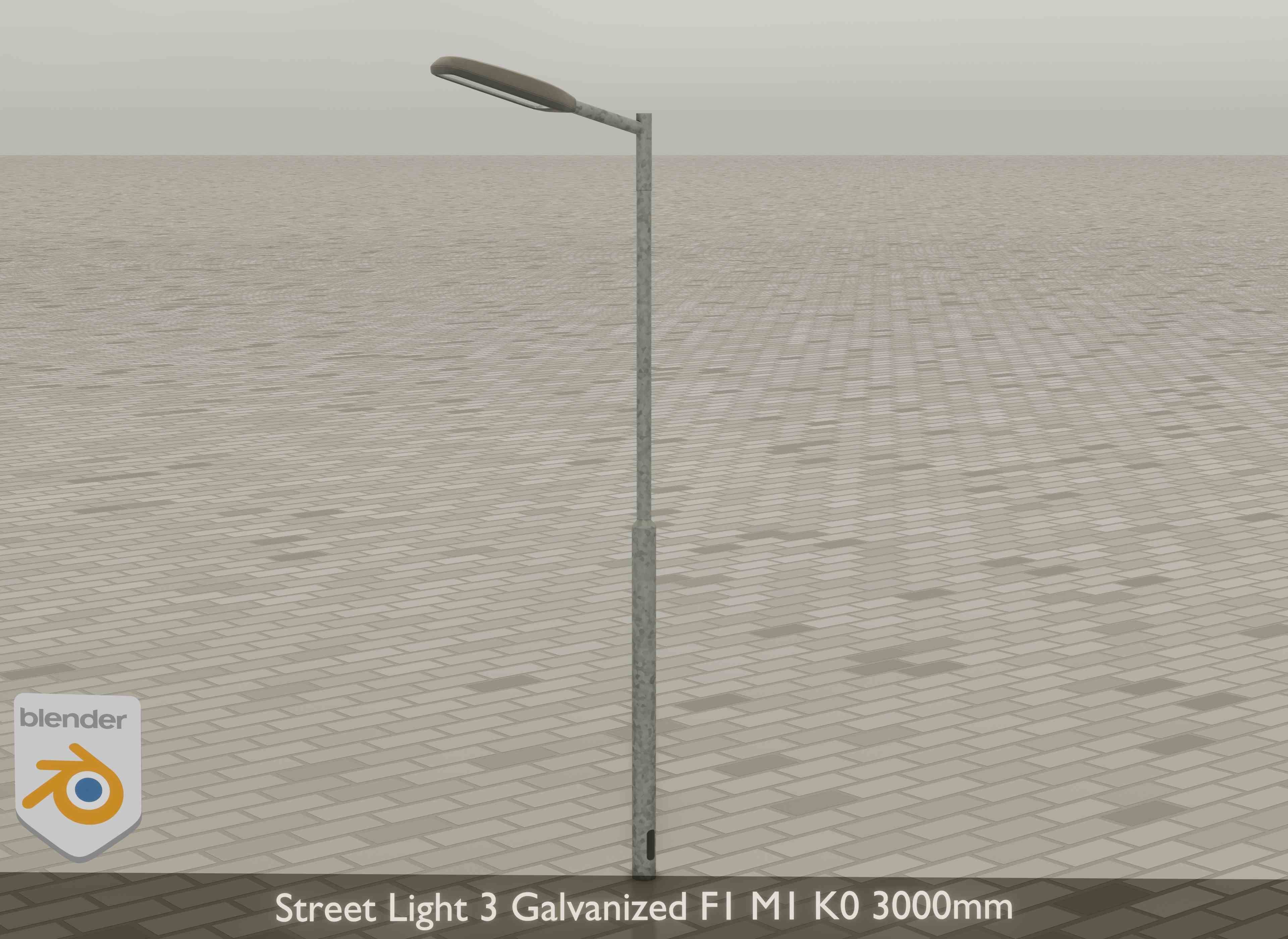 Street Light 3 Galvanized F1 M1 K0 3000mm Low-poly 3D model_17