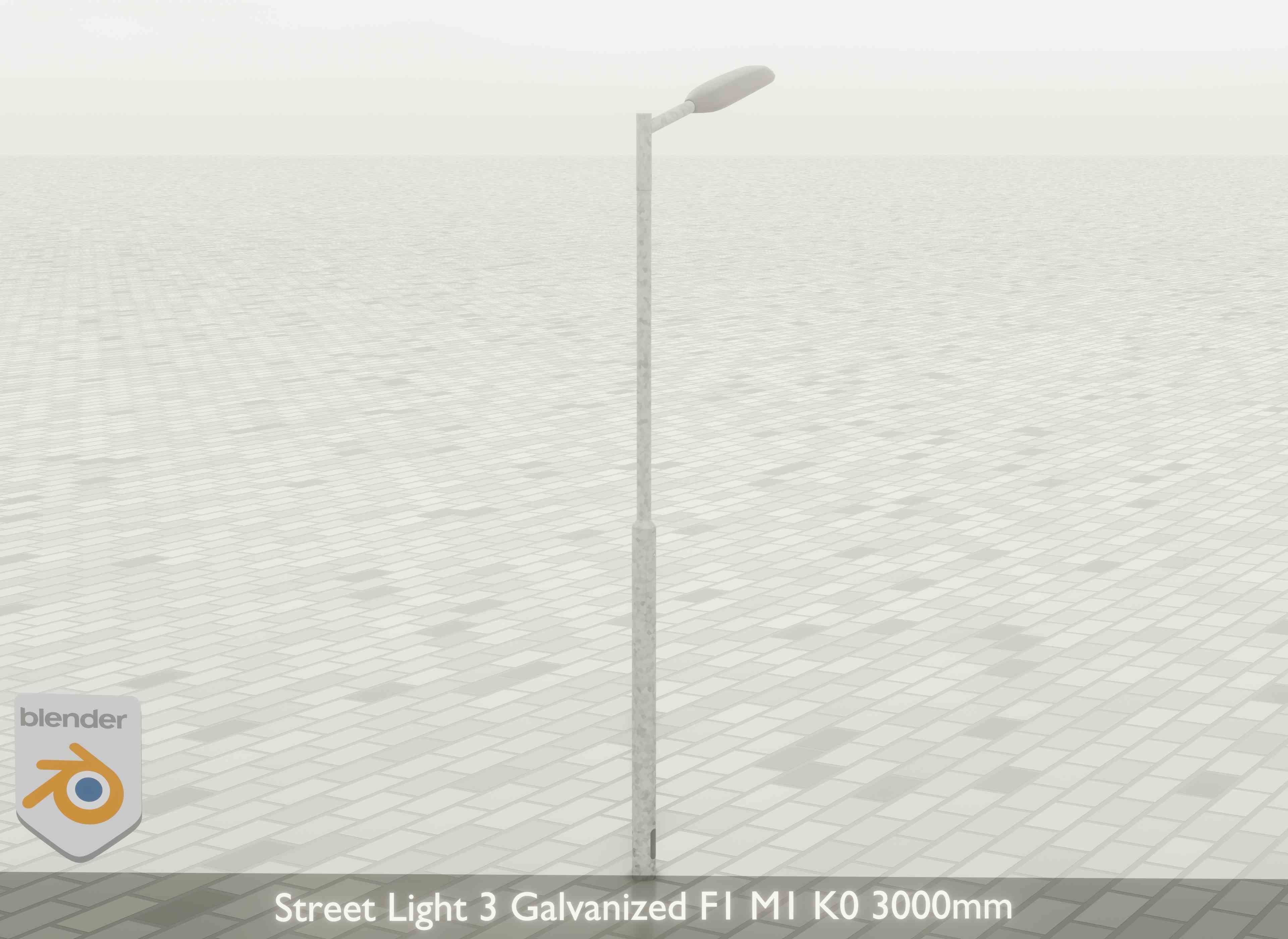 Street Light 3 Galvanized F1 M1 K0 3000mm Low-poly 3D model_25