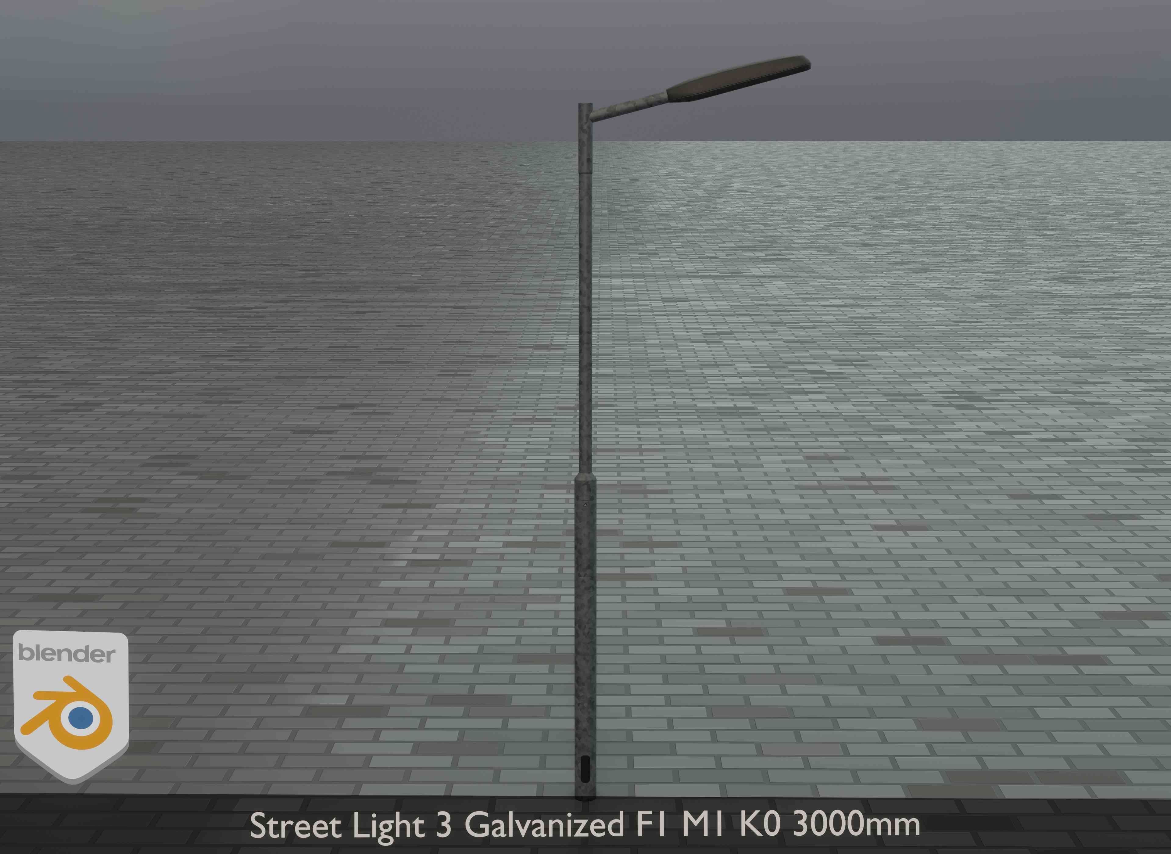 Street Light 3 Galvanized F1 M1 K0 3000mm Low-poly 3D model_11